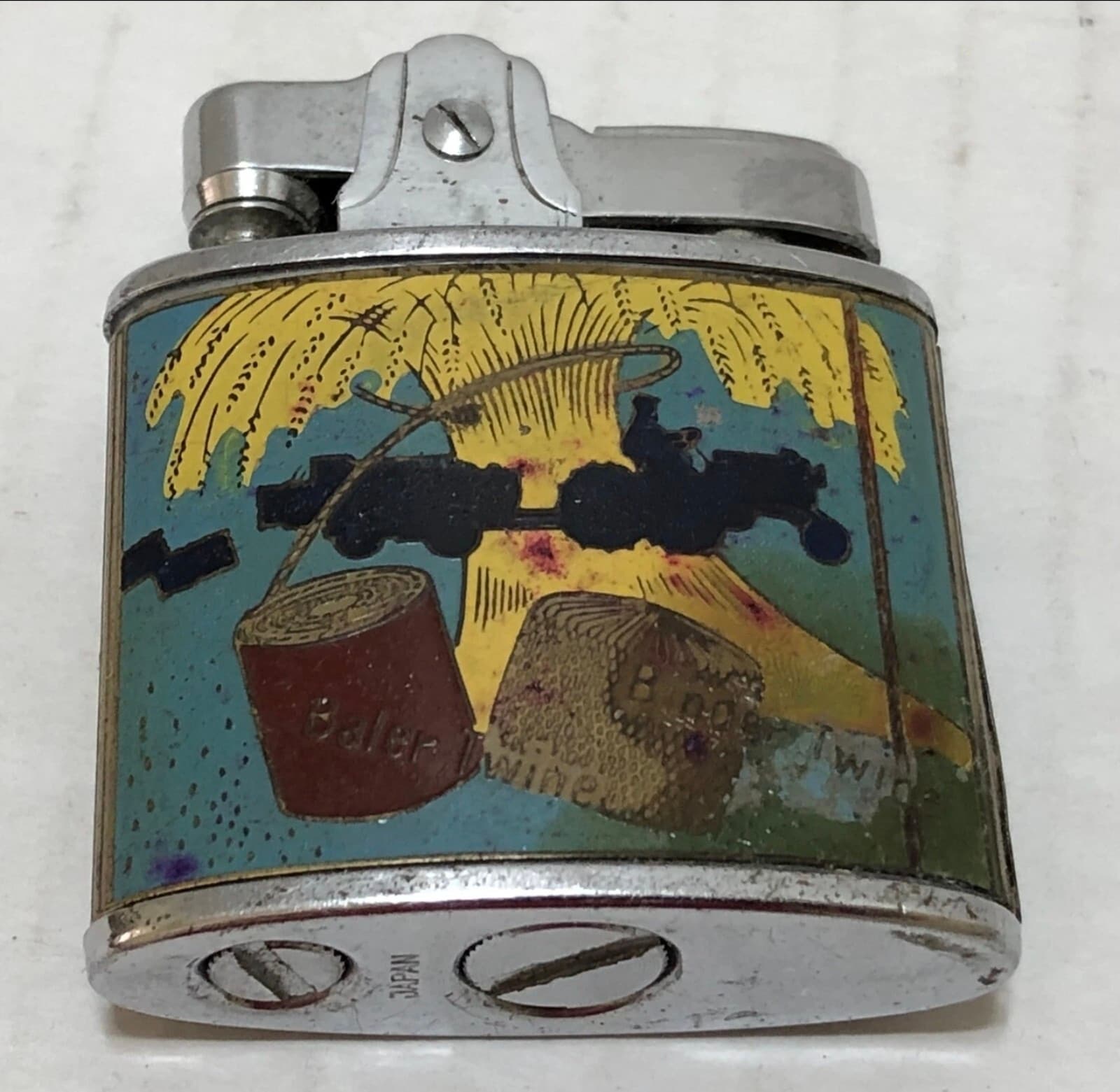 Vintage Advertising Lighter - BALER TWINE with Tractor and Hay Baler - Image 1