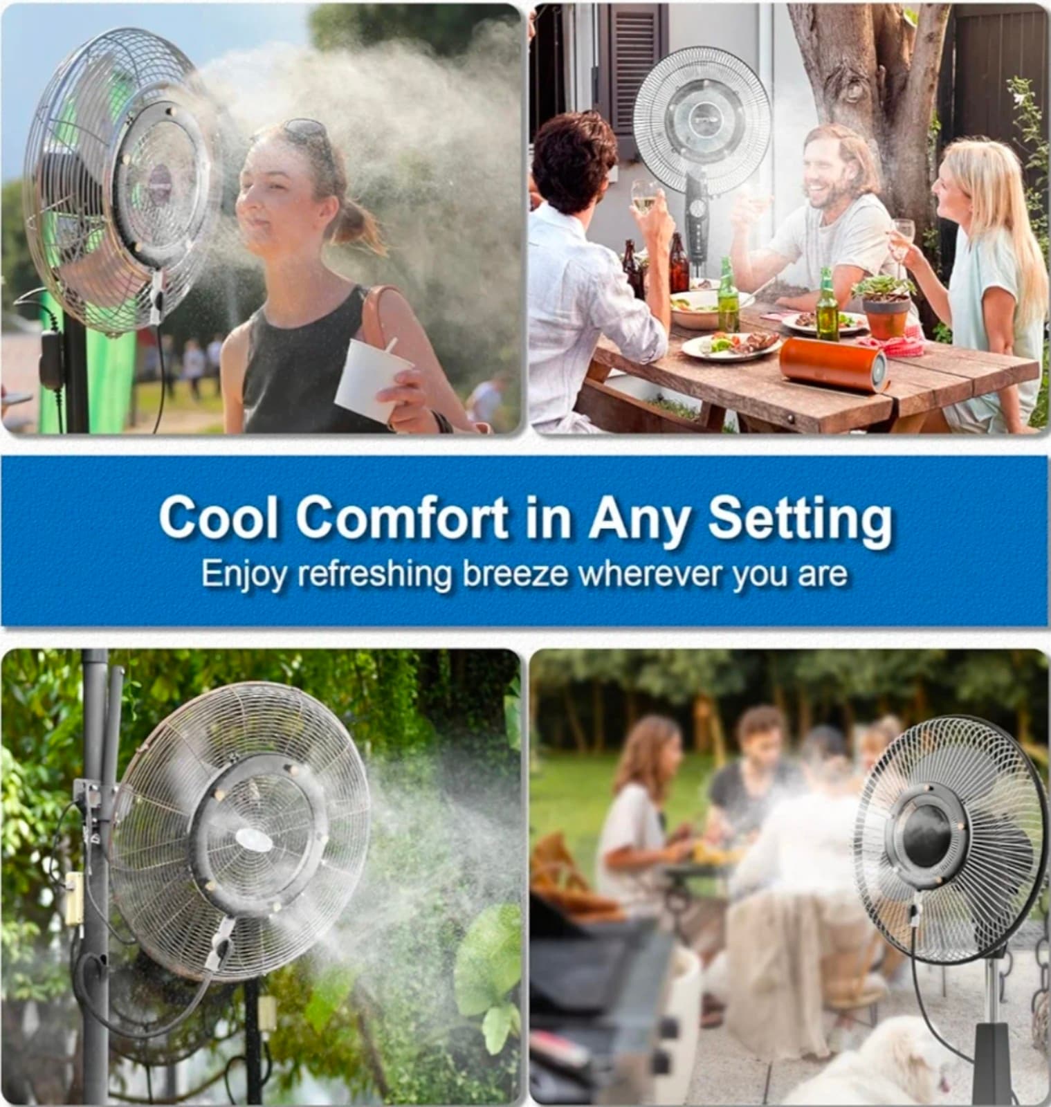 Fan Misting Kit. Fan Misters for Cooling Outdoor, Integrated Mister Ring for Out - Thumbnail 7