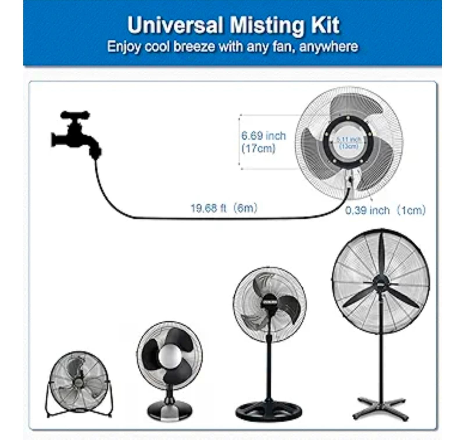 Fan Misting Kit. Fan Misters for Cooling Outdoor, Integrated Mister Ring for Out - Thumbnail 2