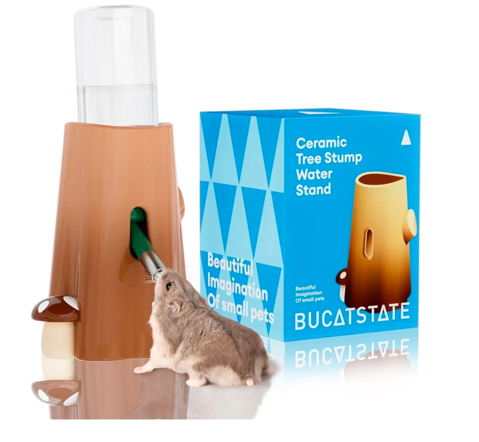 Hamster Water Bottle with Holder Ceramic, 120ml Rat Water Bottle Stand for Glass - Image 1