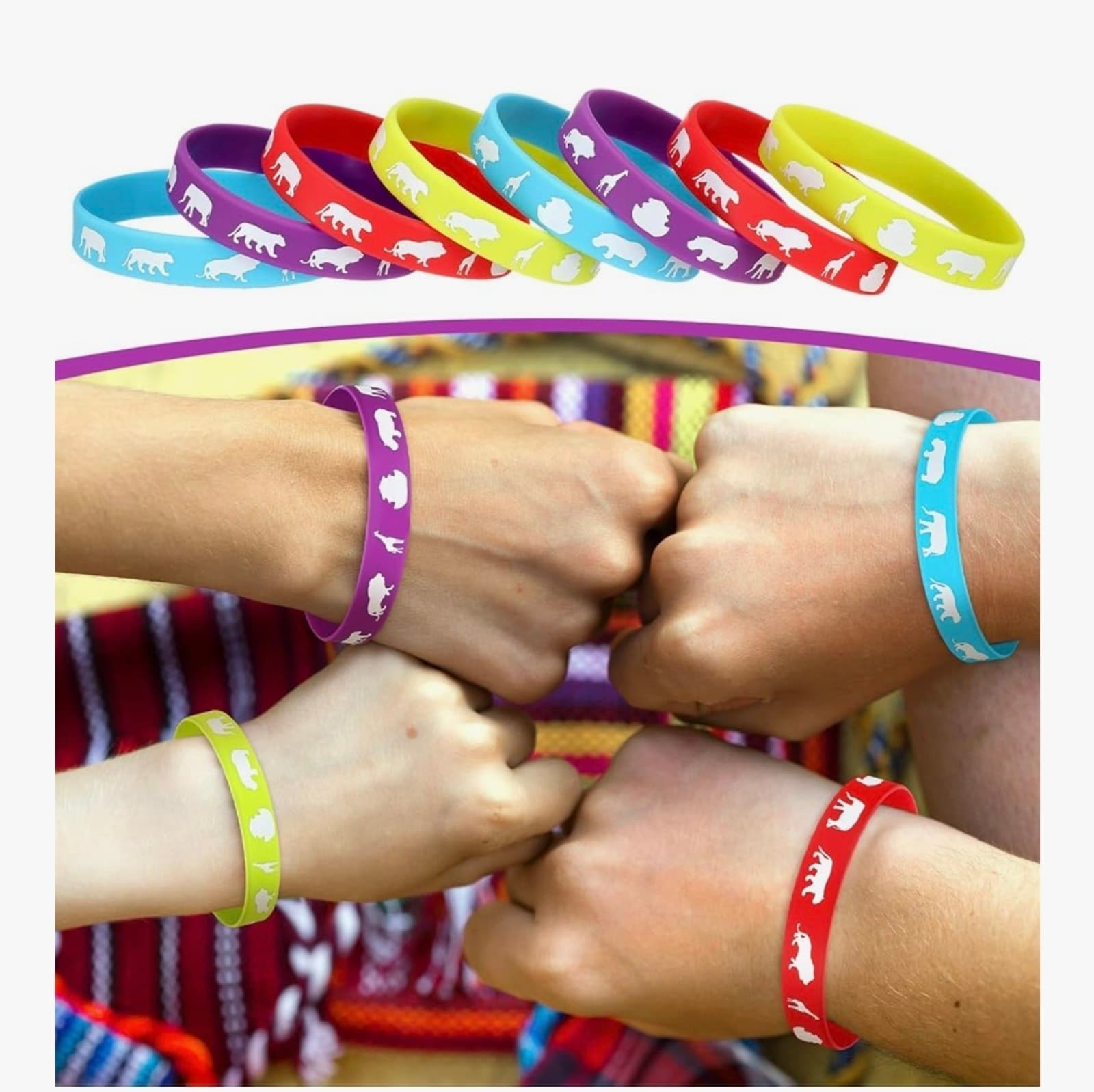 Noah's Ark Rubber Bracelets Bulk Christian Rubber Wristbands Cute Noahs Ark - Thumbnail 3