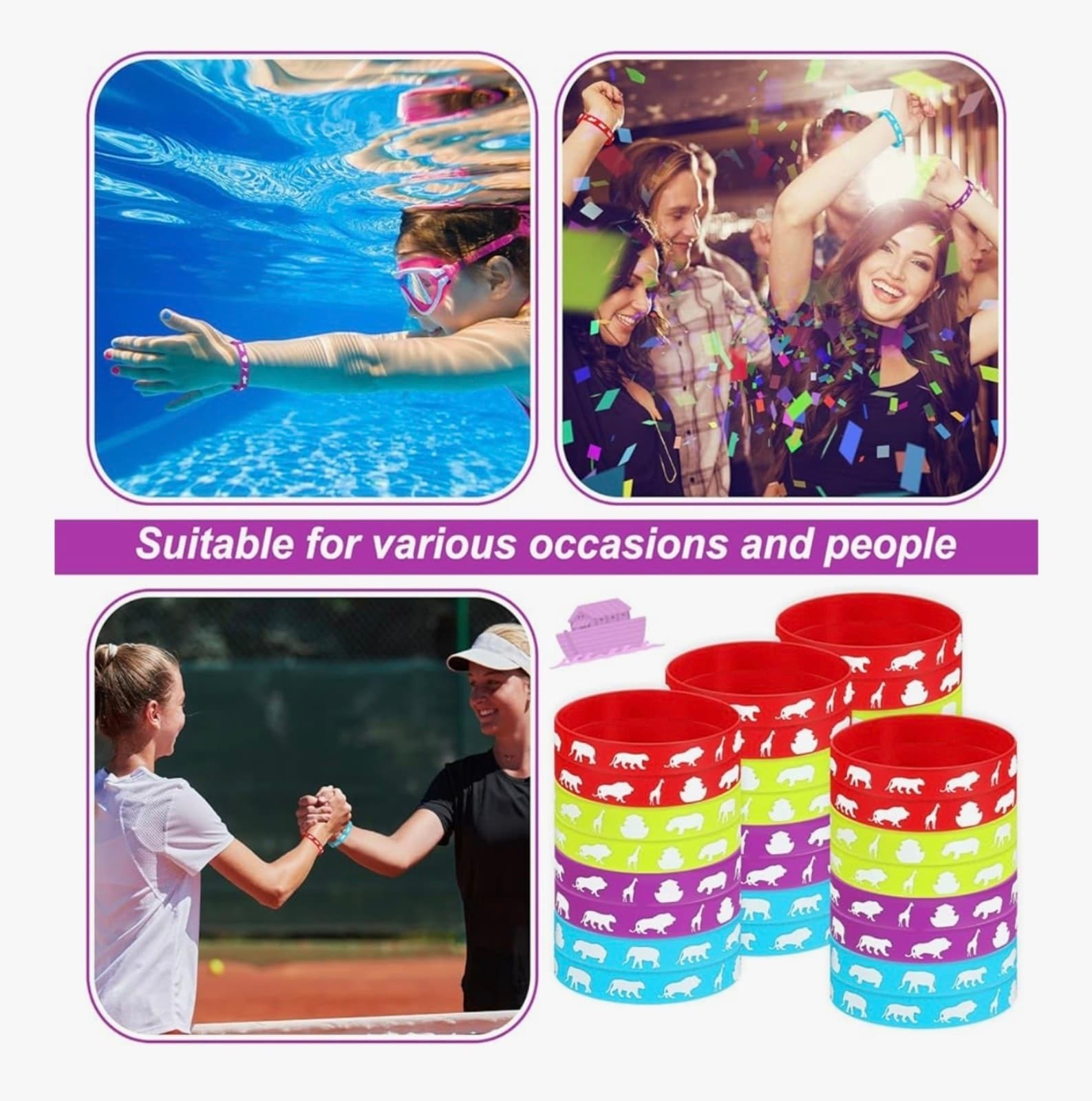 Noah's Ark Rubber Bracelets Bulk Christian Rubber Wristbands Cute Noahs Ark - Thumbnail 5