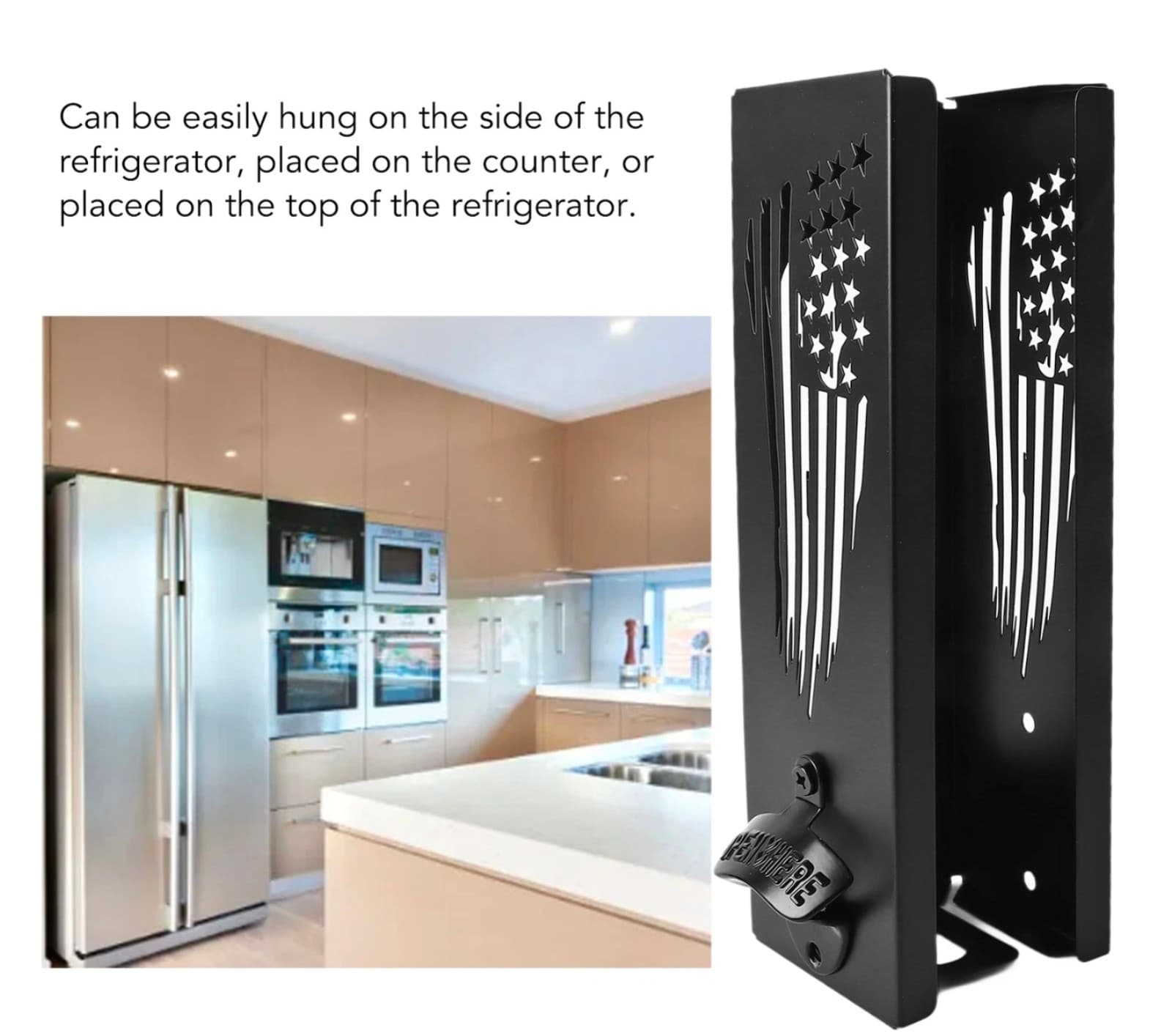 Flag Wall Mounted 2 In 1 Metal Can Cooler Dispenser With Bottle Opener - Thumbnail 5