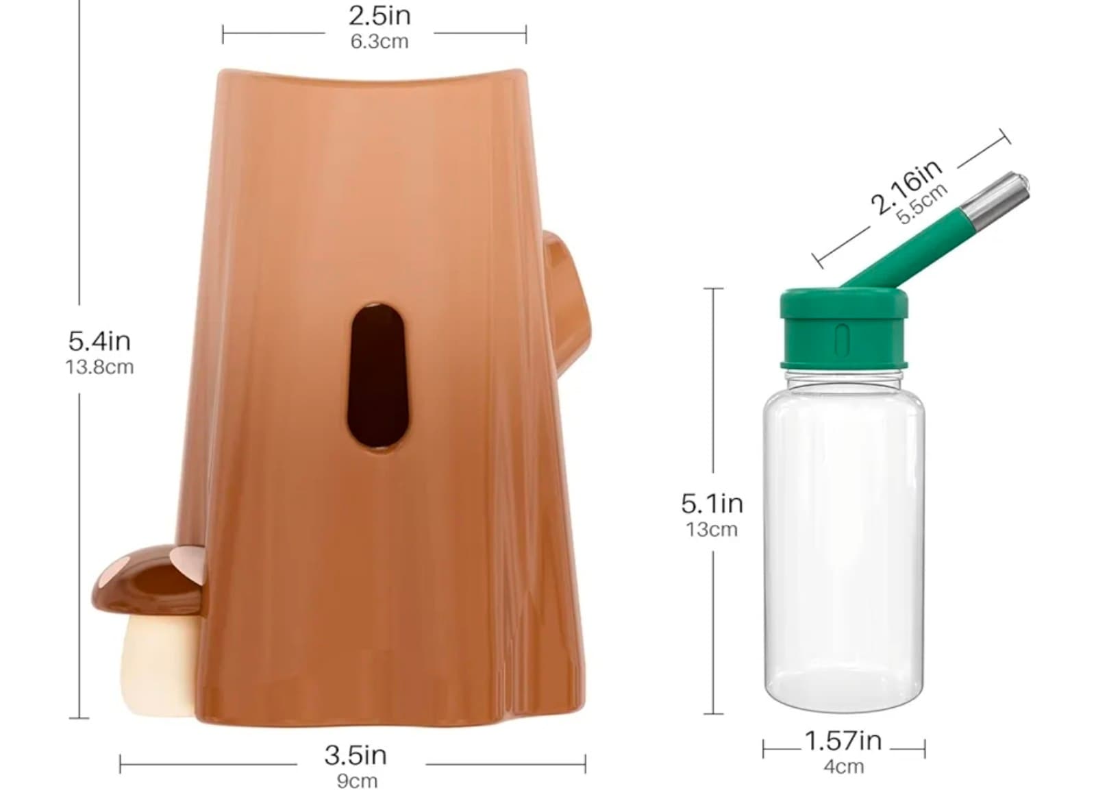 Hamster Water Bottle with Holder Ceramic, 120ml Rat Water Bottle Stand for Glass - Thumbnail 4