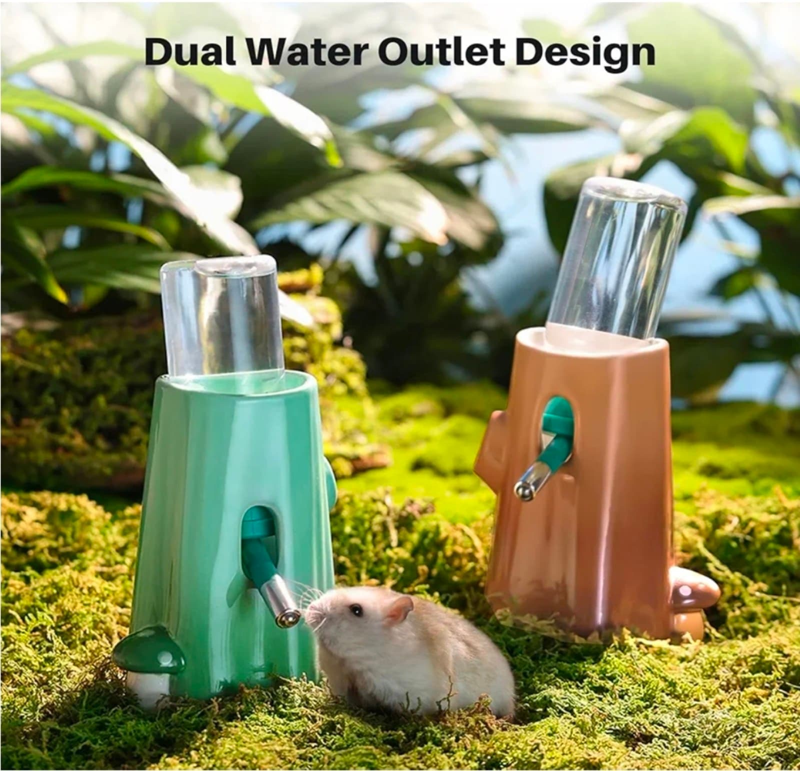 Hamster Water Bottle with Holder Ceramic, 120ml Rat Water Bottle Stand for Glass - Thumbnail 3
