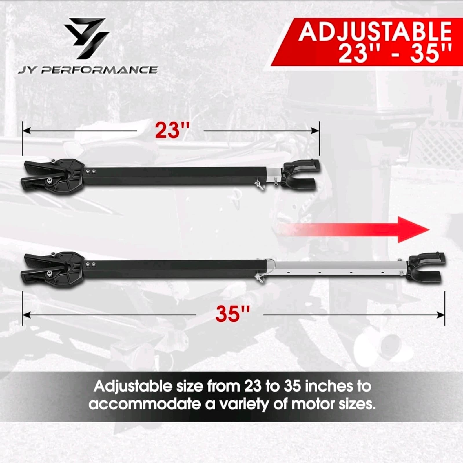 JY PERFORMANCE Adjustable Boat Transom Saver for Outboard Motor, Black+Silver - Thumbnail 3