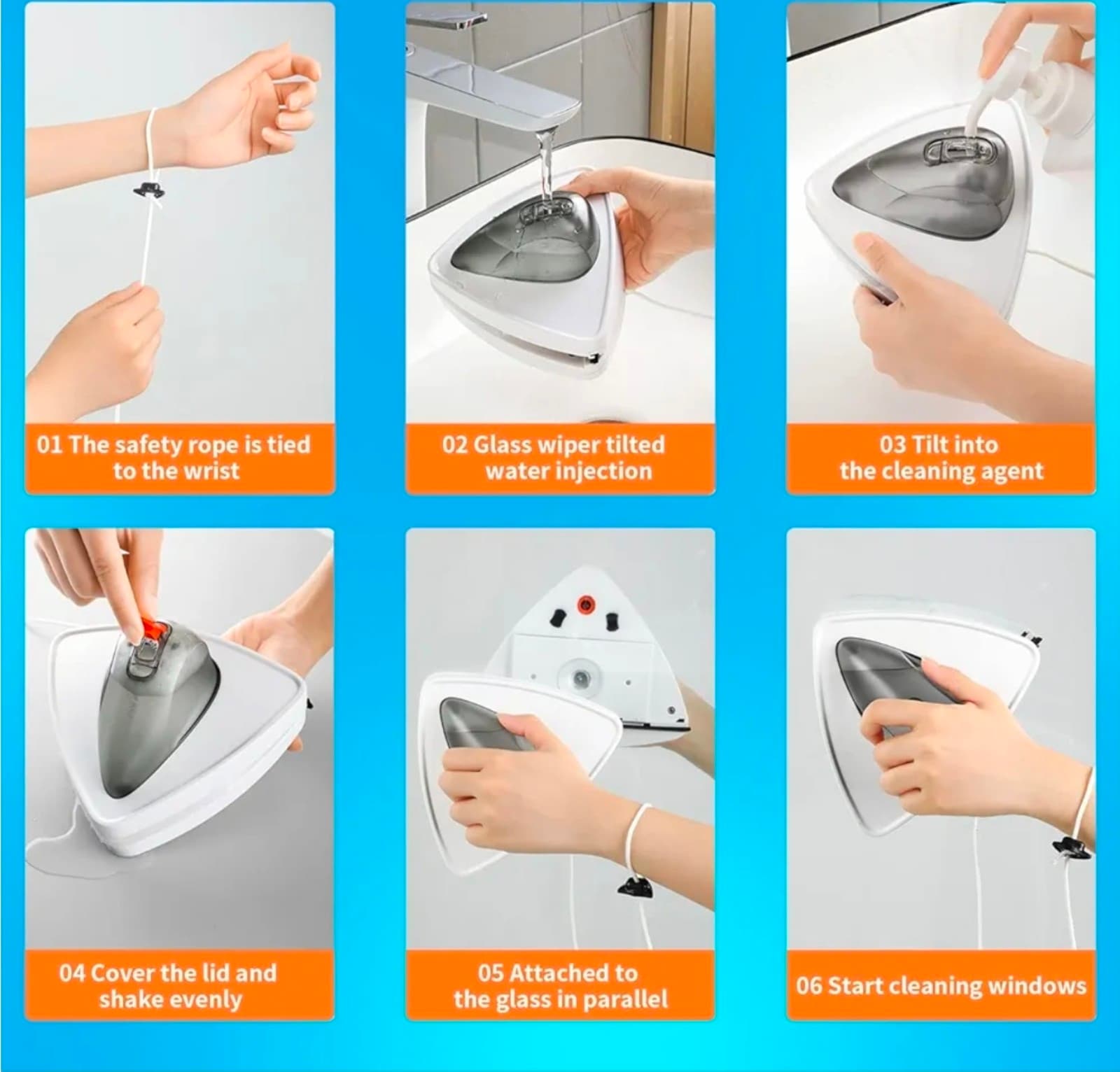 Magnetic Window Cleaner Double Sided Bionic Suction Cup Design|Automatic Water - Thumbnail 6