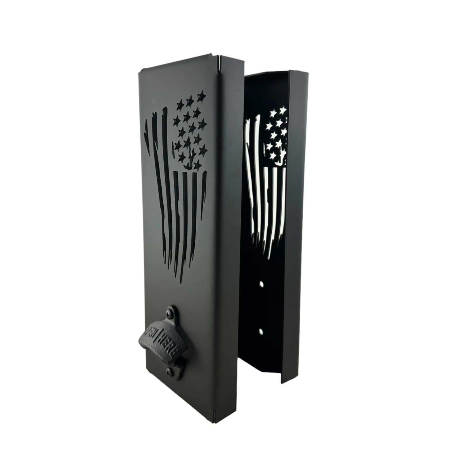 Flag Wall Mounted 2 In 1 Metal Can Cooler Dispenser With Bottle Opener - Thumbnail 2