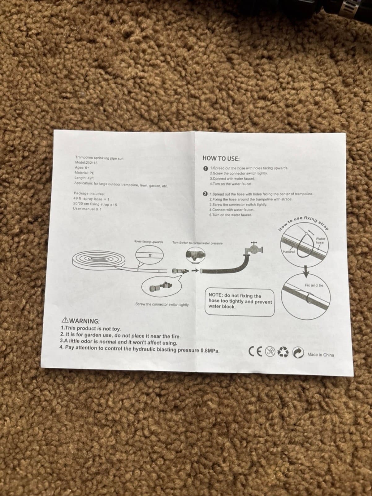 Water Sprinkler Pipe for Trampoline 49ft - Thumbnail 4