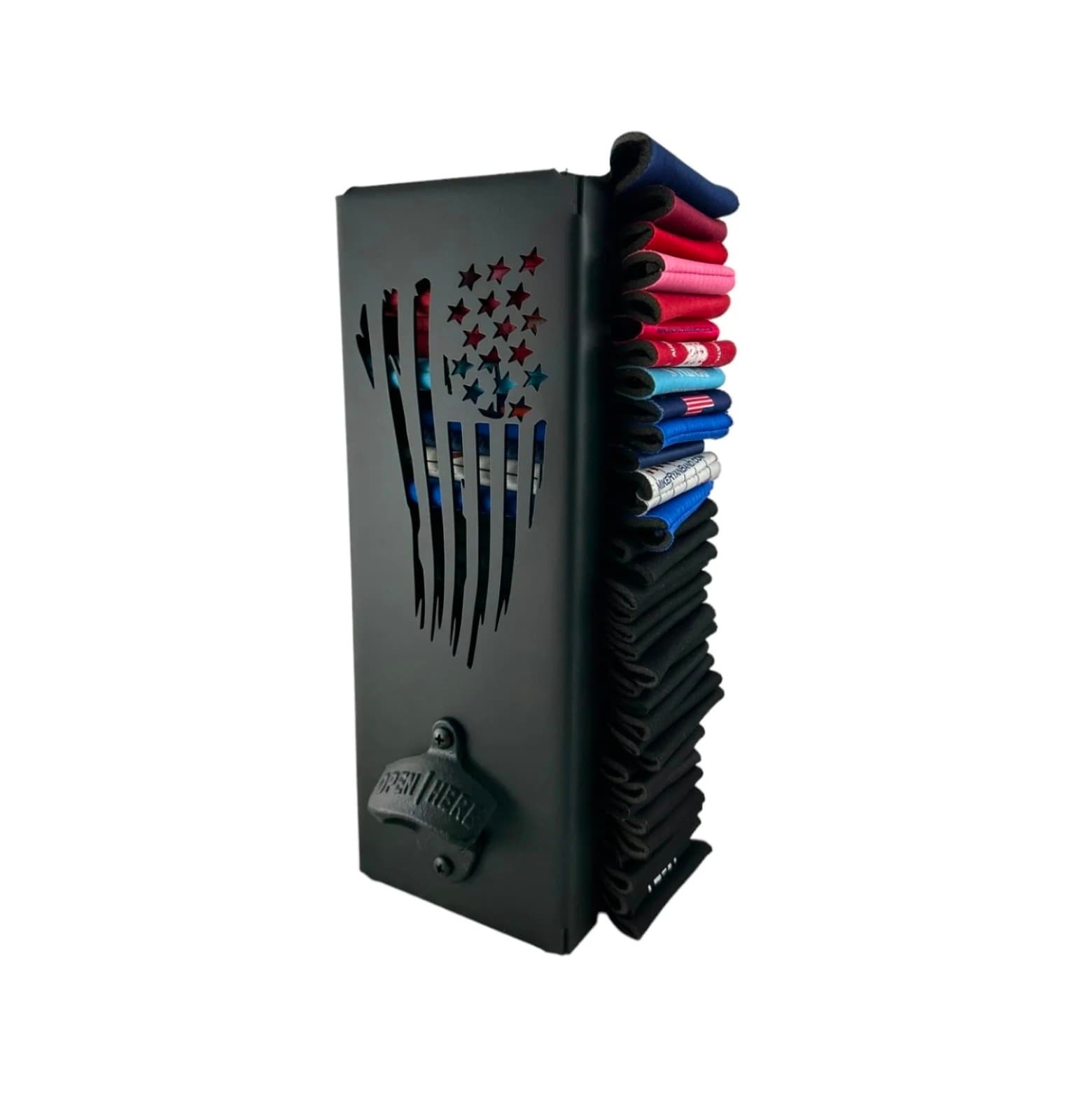 Flag Wall Mounted 2 In 1 Metal Can Cooler Dispenser With Bottle Opener - Thumbnail 3