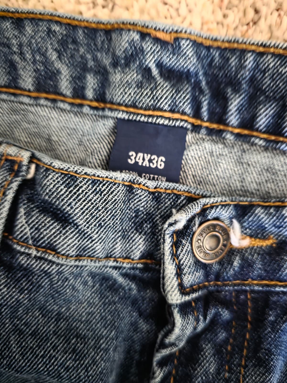 Mens 34"x36" Full Blue Jeans Relaxed Fit Jeans - Thumbnail 3