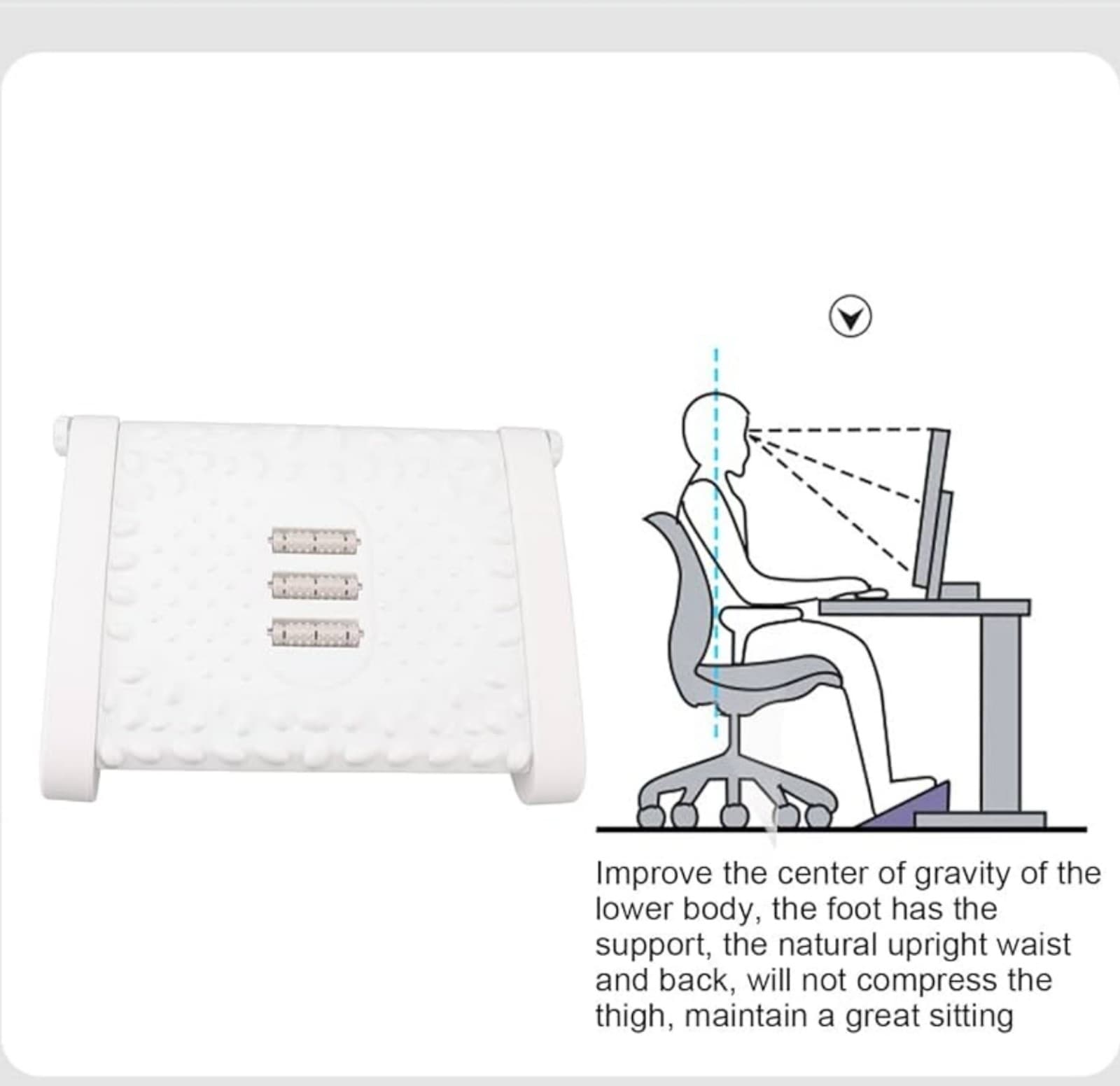 Under The Desk Ergonomically 6 Height Height with Massage Structure and Scooter - Thumbnail 4