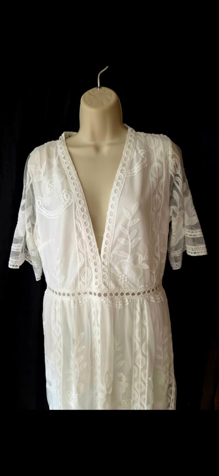 Women's Bohemian V-neck lace Dress sz L - Thumbnail 3