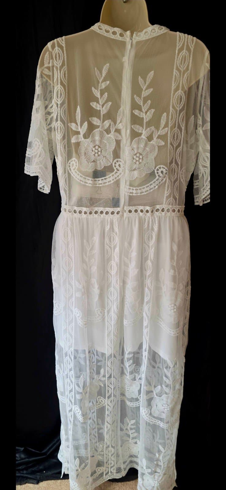 Women's Bohemian V-neck lace Dress sz L - Thumbnail 4