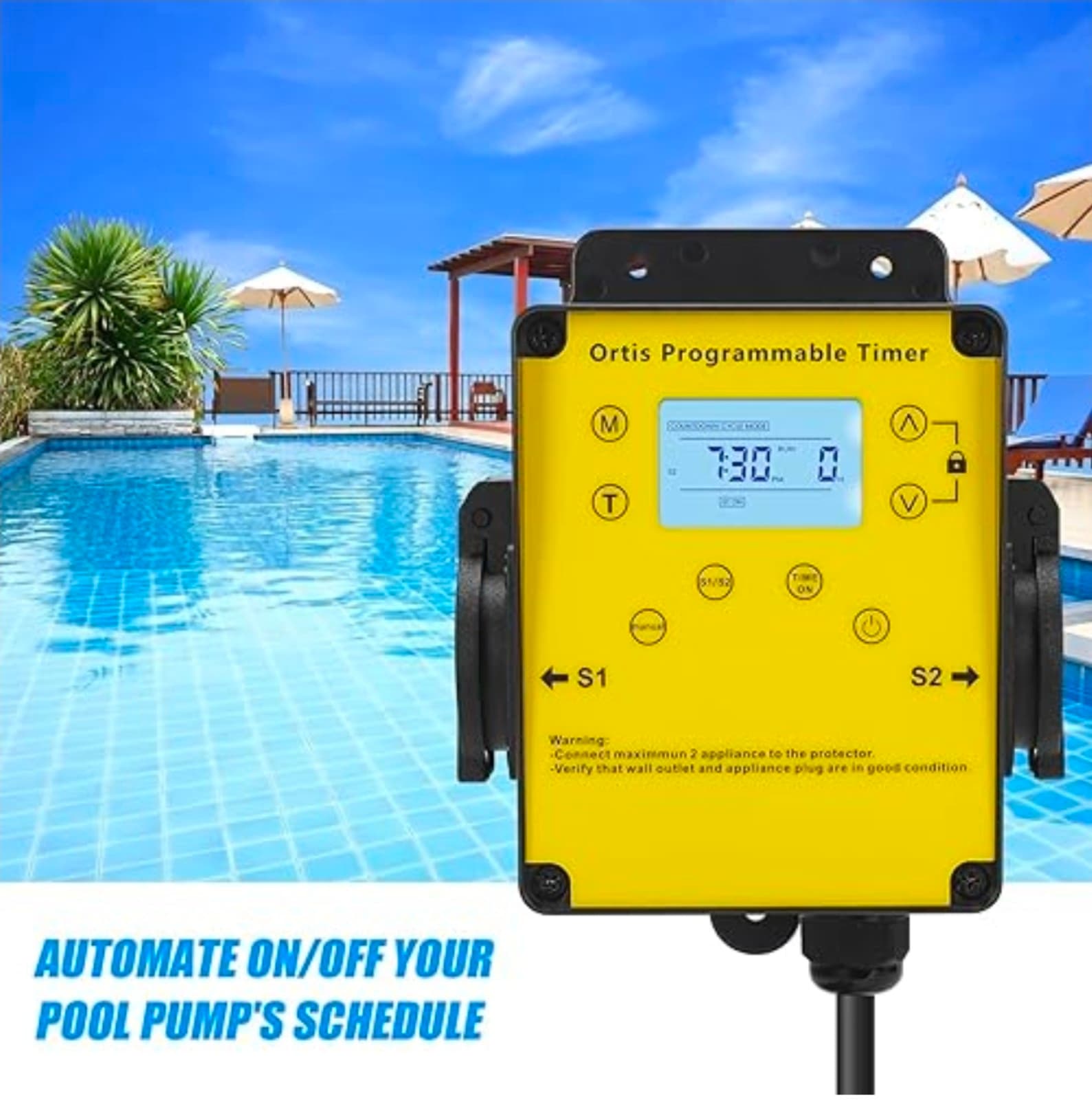 Ortis Above Ground Smart Pool Timer with Countdown Mode & 24H Auto Cycle Mode, L - Thumbnail 3