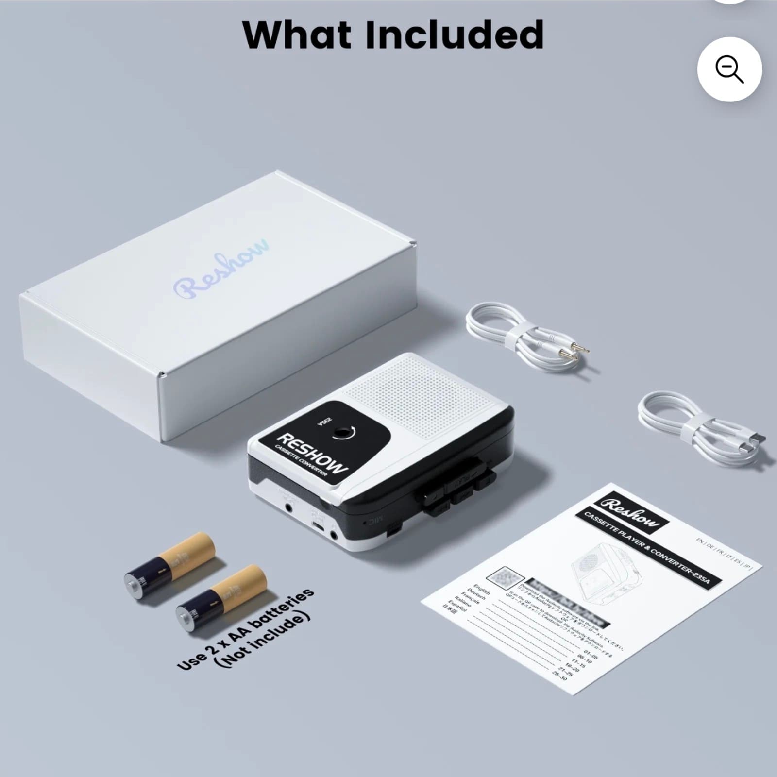 Cassette Tape Recorder Portable with Built-in Speaker USB C Converter White - Thumbnail 5