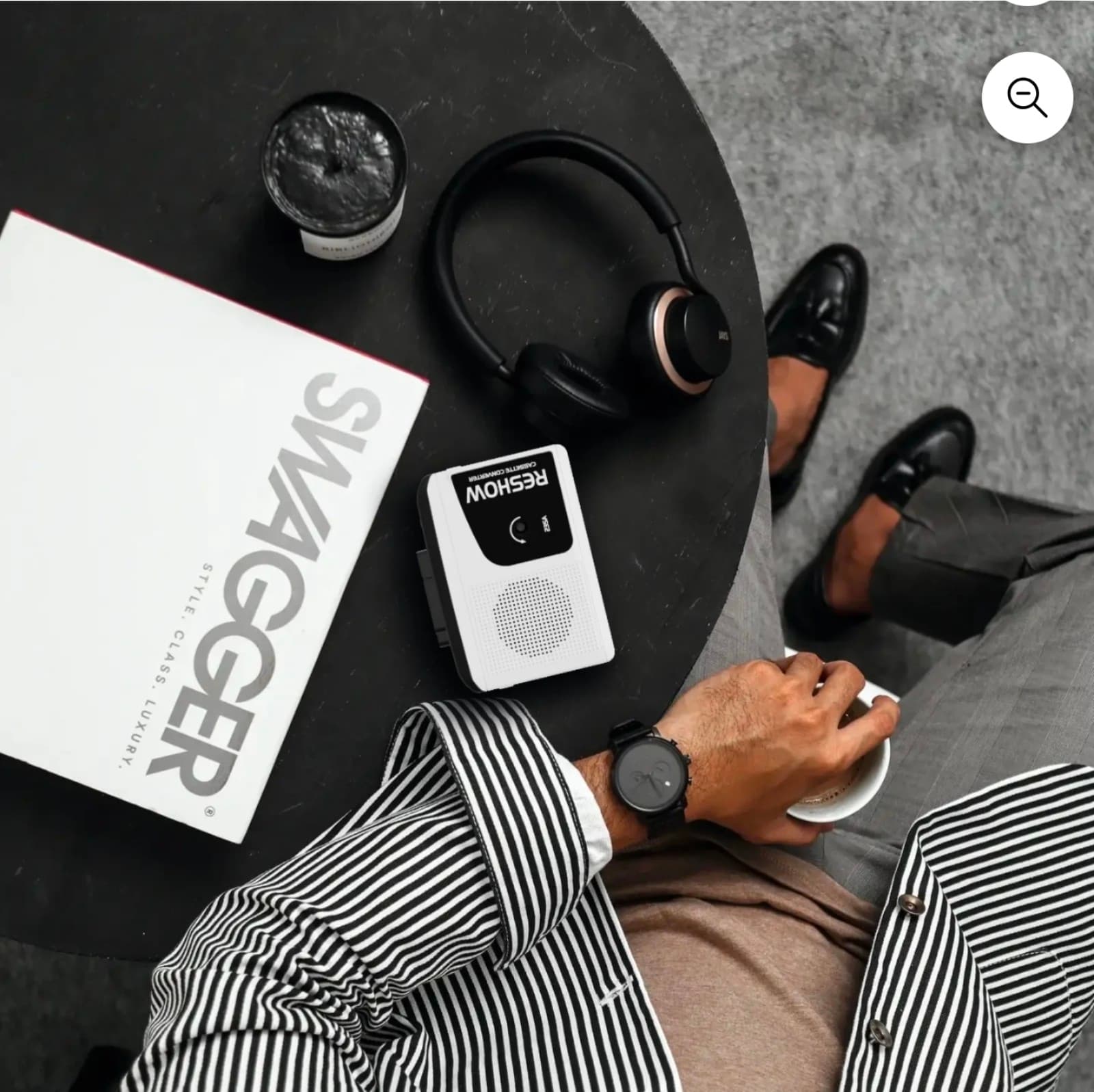 Cassette Tape Recorder Portable with Built-in Speaker USB C Converter White - Thumbnail 3