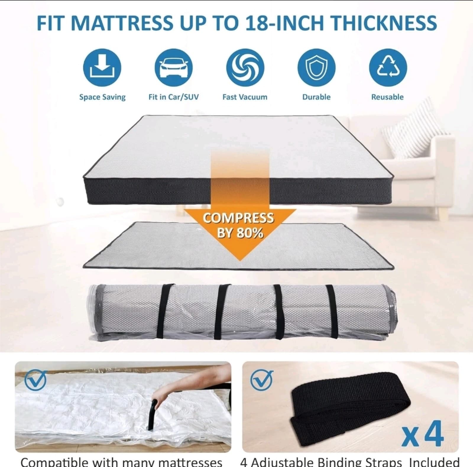 Queen/full/full-xl Mattress Vacuum Bag For Moving, Vacuum Seal Mattress Bag - Image 1