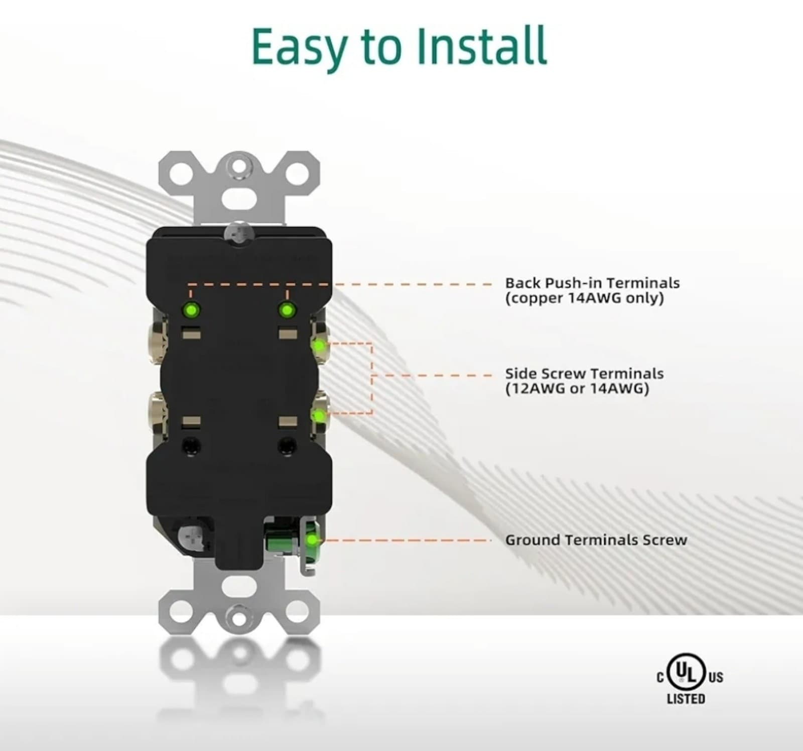 Electrical Outlet, Tamper-Resistant Duplex Receptacle, Standard Duplex Plug-in - Thumbnail 3