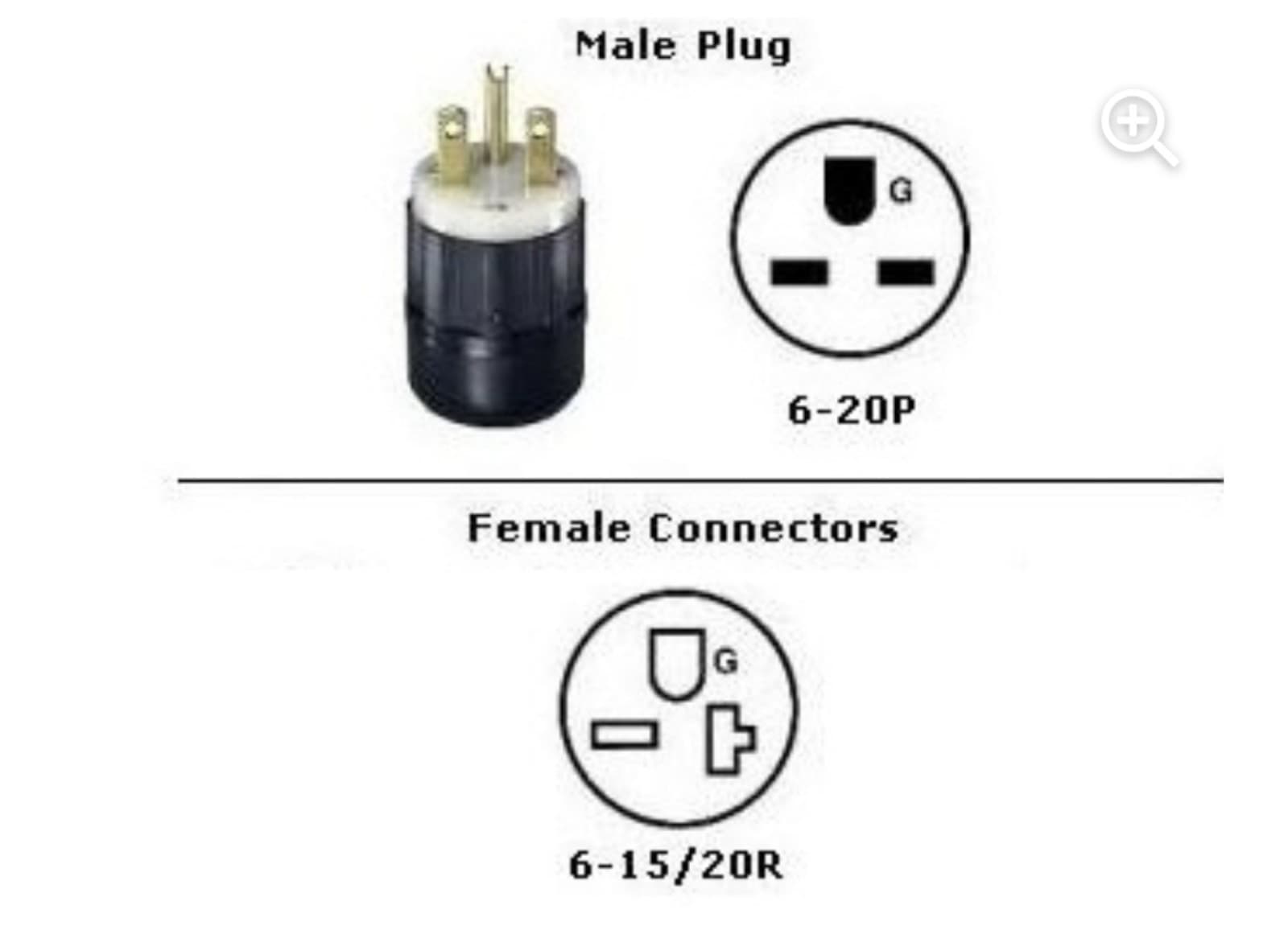 Nema 6-20 Male to 6-15 Female 16ft Long - Thumbnail 3