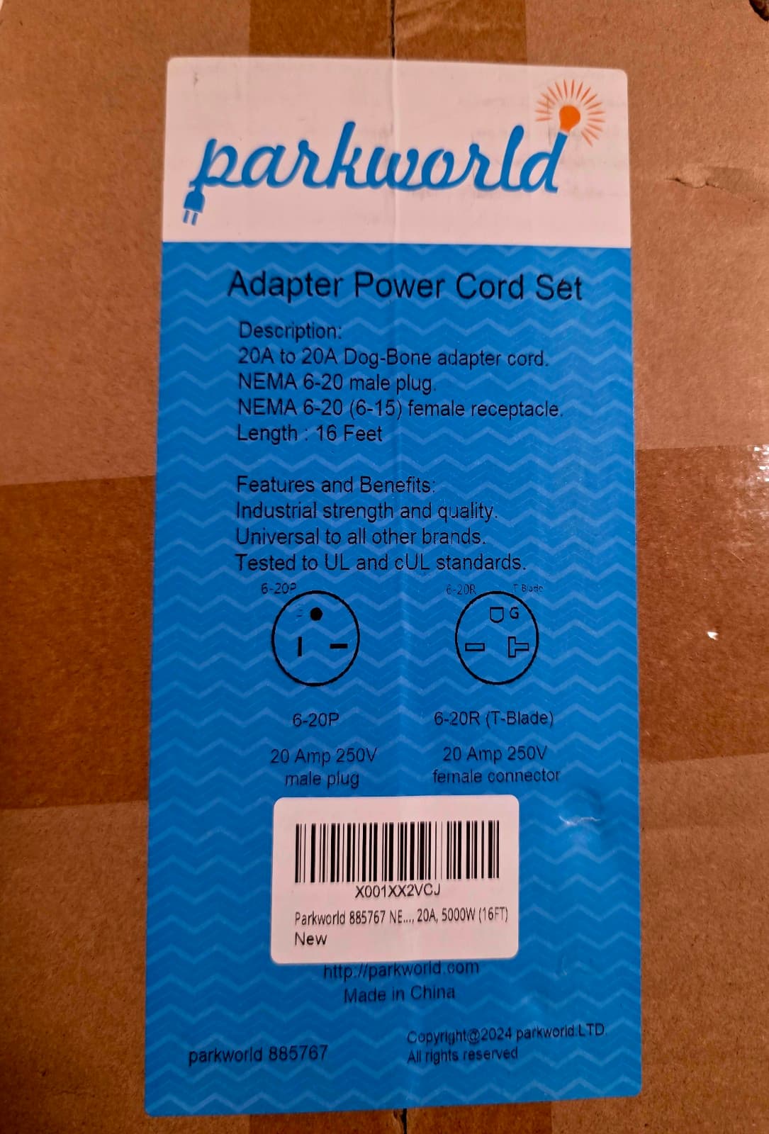 Nema 6-20 Male to 6-15 Female 16ft Long - Thumbnail 2