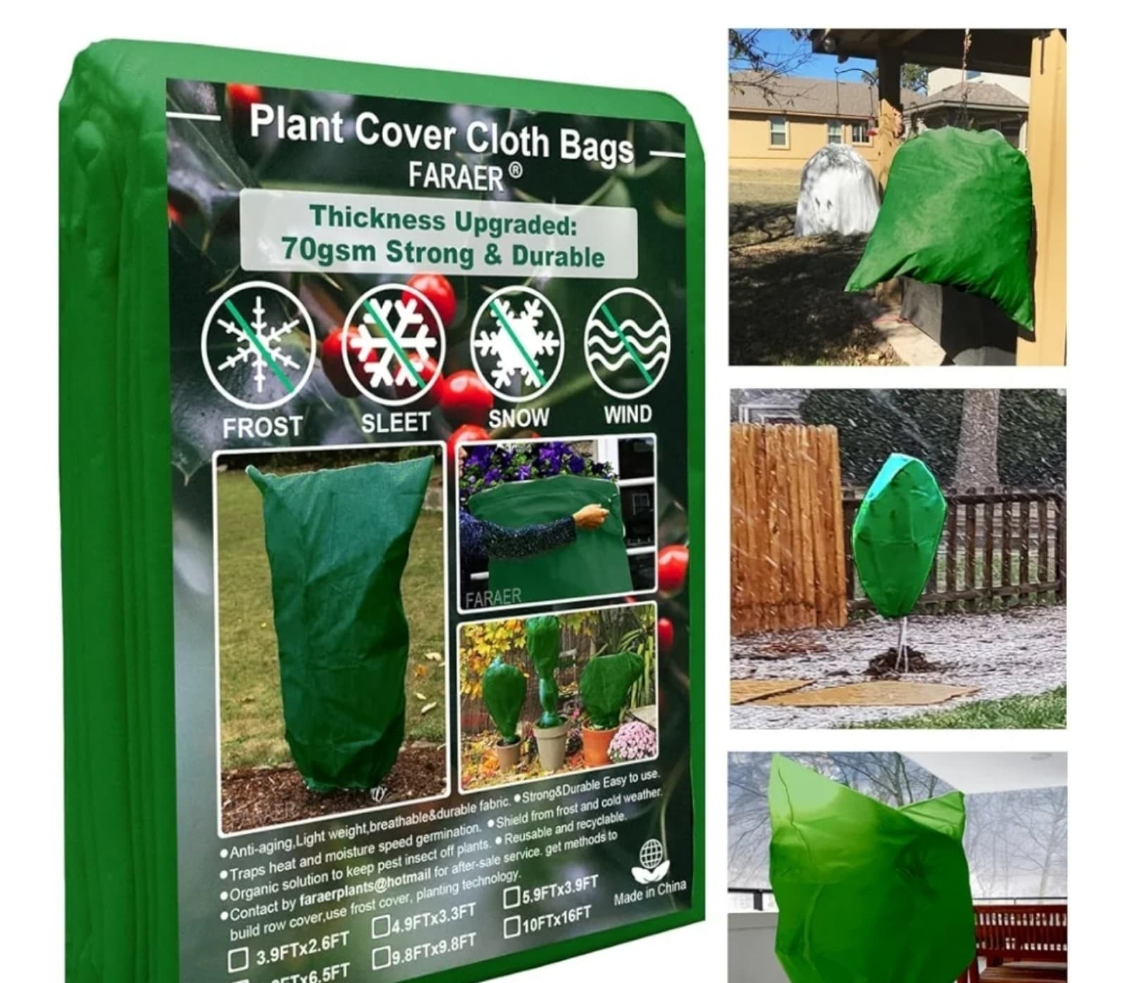 Winter Plant Pot Cover, 2 Pack Plant Cover Freeze Protection Thickened Blanket F - Image 1