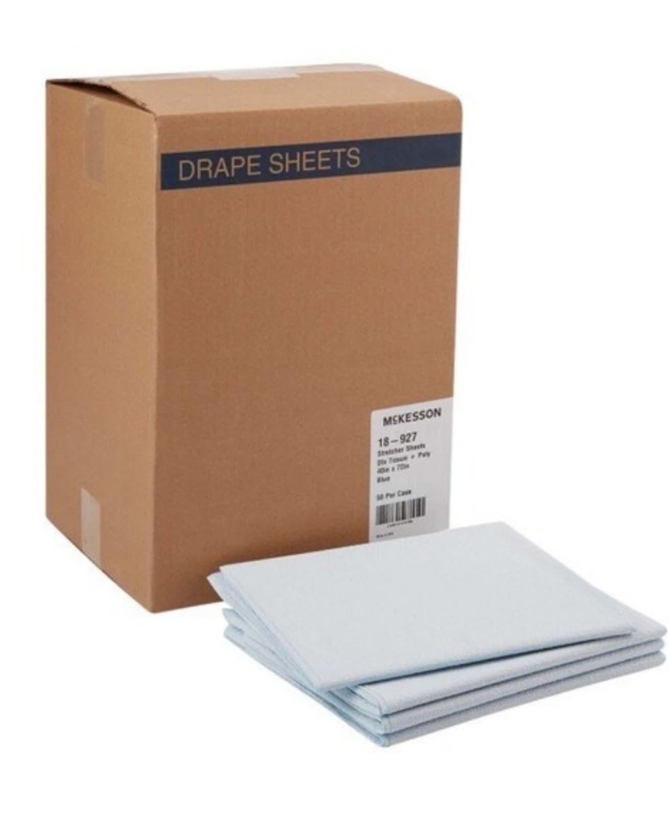 Flat Stretcher Sheet, 40 x 72 Inch, 50PK Light Blue - Image 1