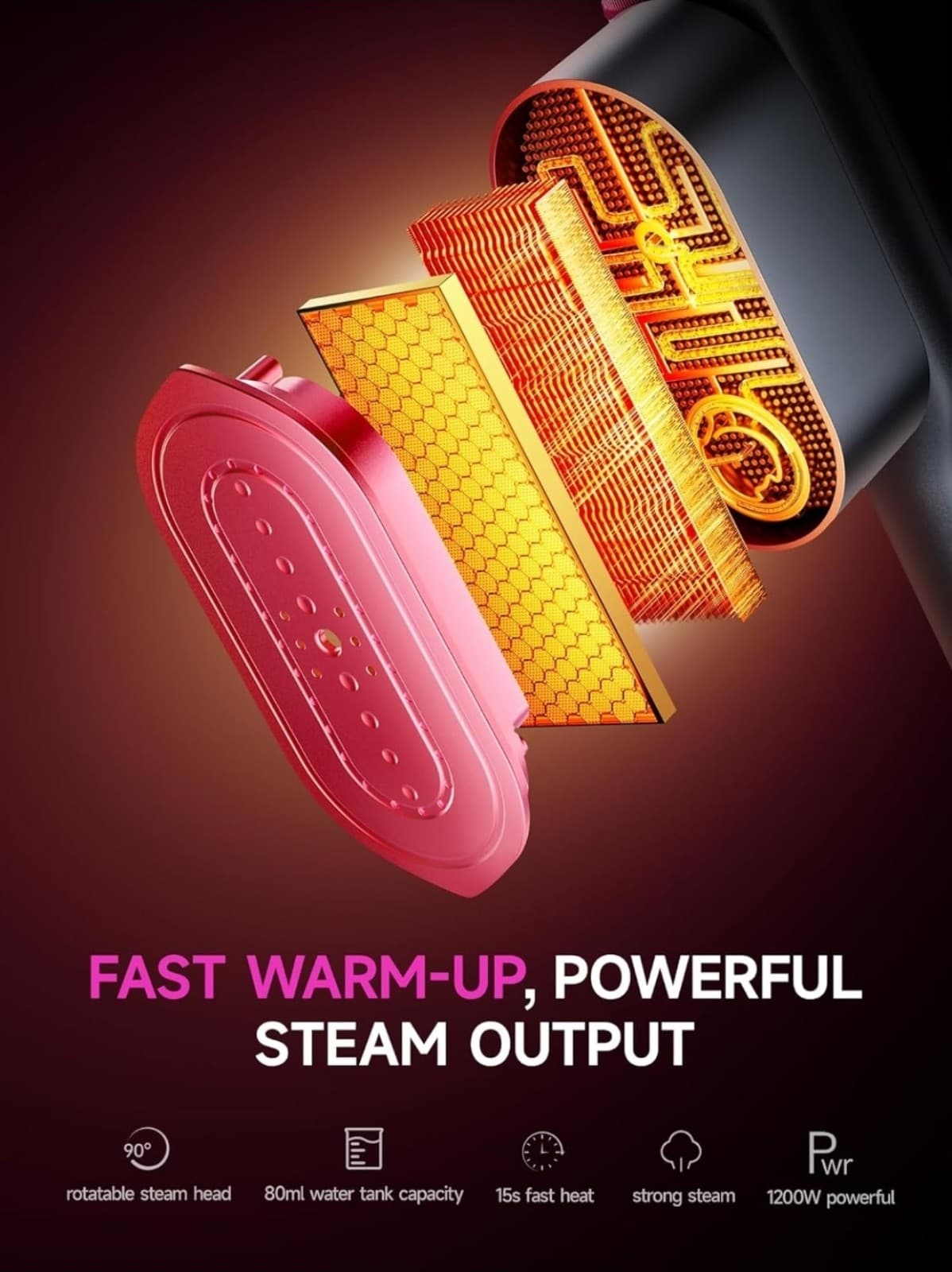 DRFLASH 2-in-1 Steamer & Iron for Clothes,15s Fast Heat-up 1200W Portable Handhe - Thumbnail 4