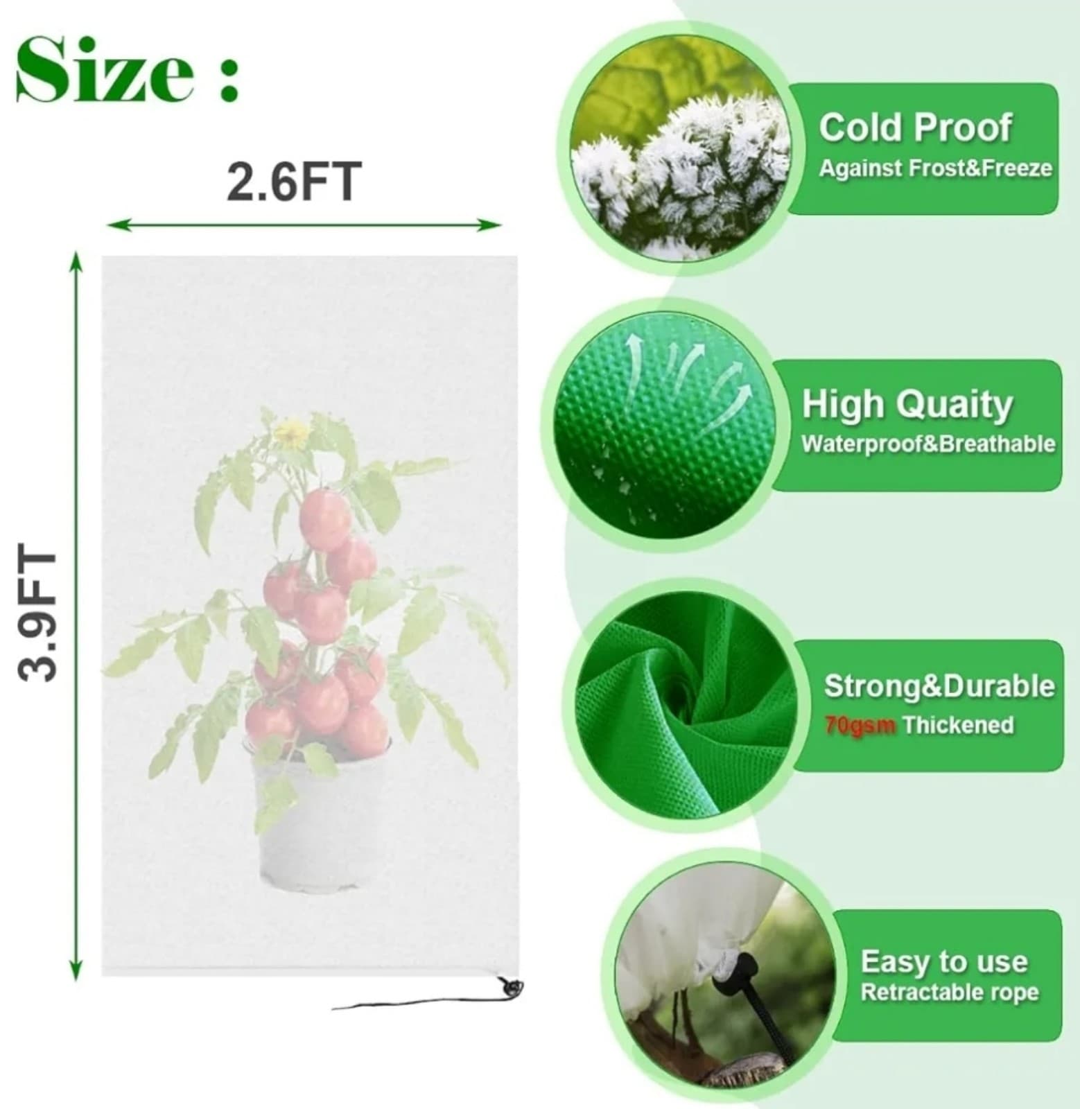 Winter Plant Pot Cover, 2 Pack Plant Cover Freeze Protection Thickened Blanket F - Thumbnail 4