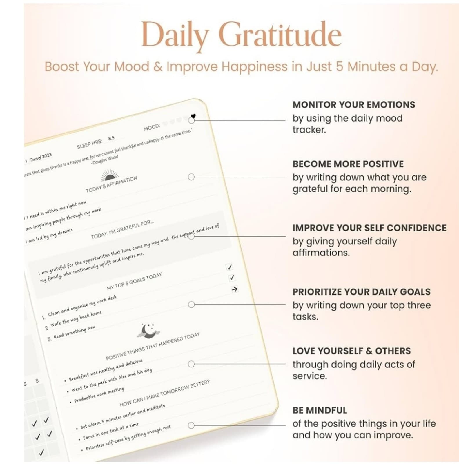 Gratitude Journal For Women & Men - Mental Health, Self Love & Self Care Journal - Thumbnail 3