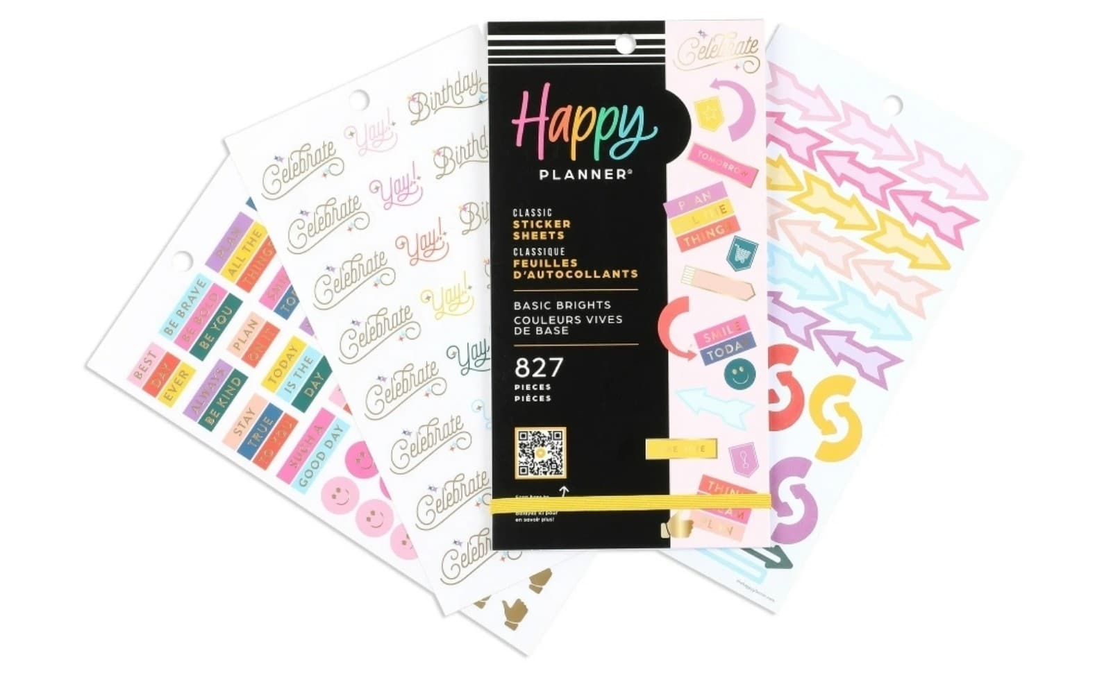 Happy Planner, 10 Sheet Sticker Pack, Basic Brights Theme 827 Stickers - Image 1