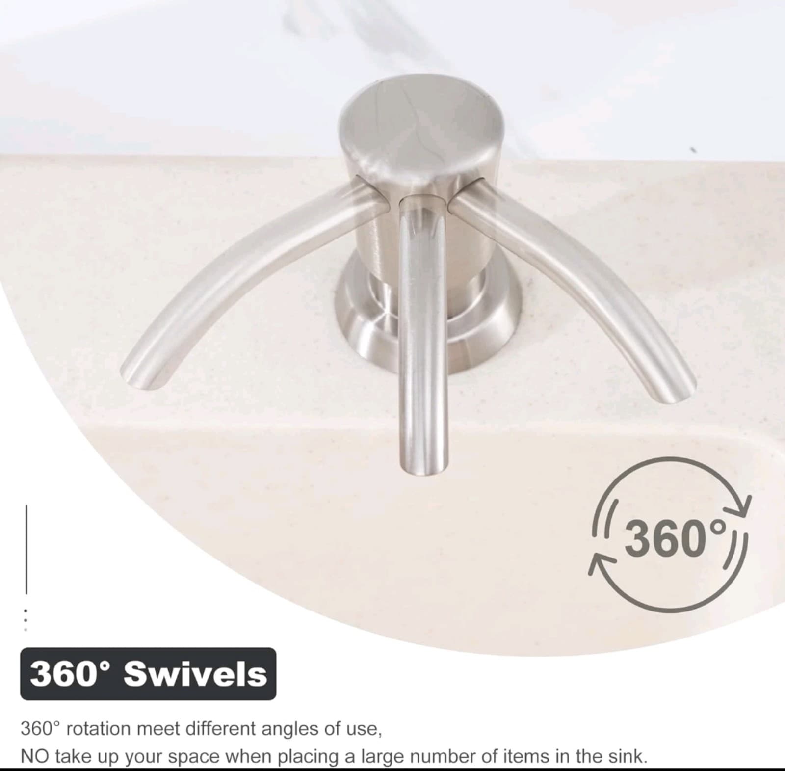 Built in Sink Soap Dispenser or Lotion Dispenser Kitchen Sink, Brushed Nickel - Thumbnail 8