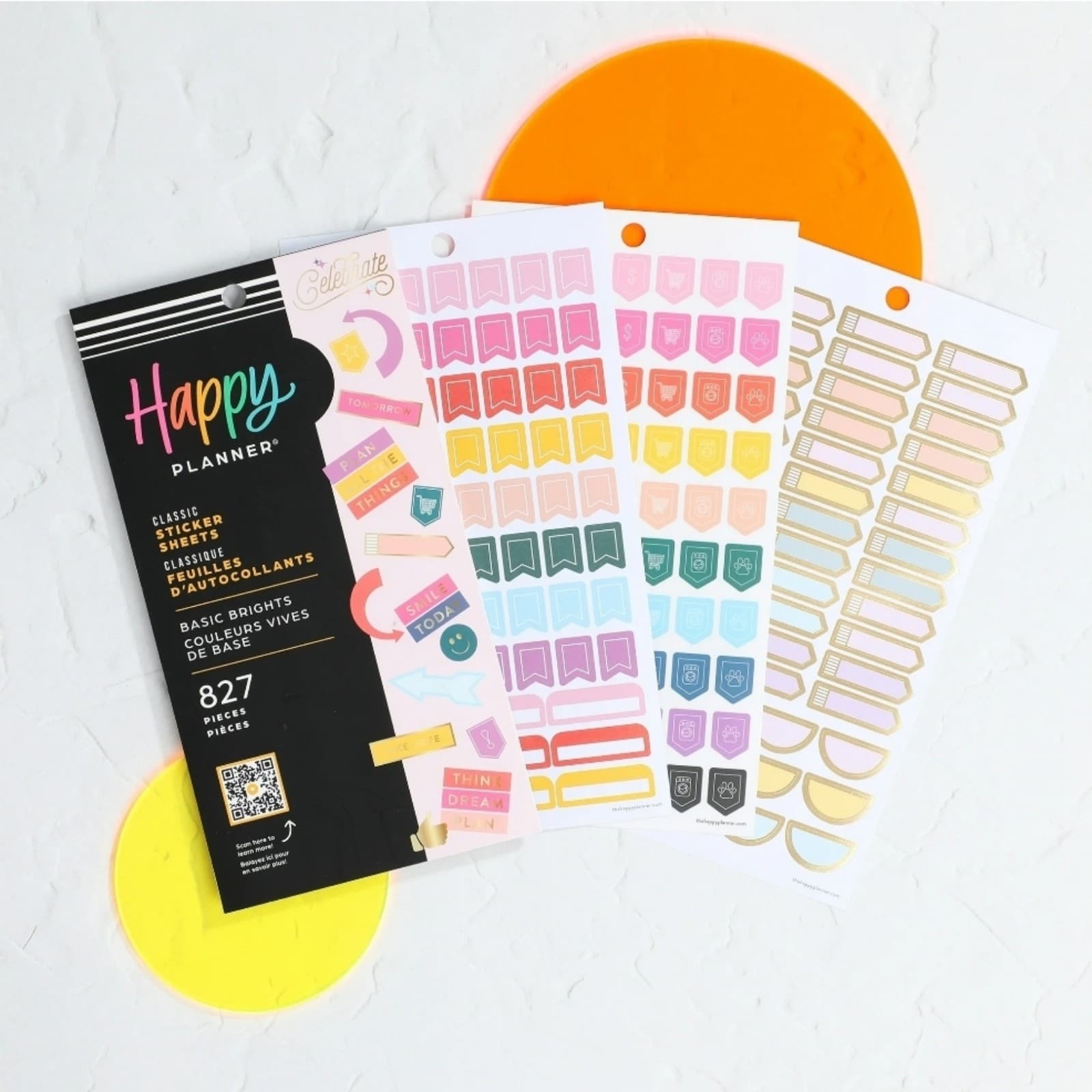 Happy Planner, 10 Sheet Sticker Pack, Basic Brights Theme 827 Stickers - Thumbnail 2