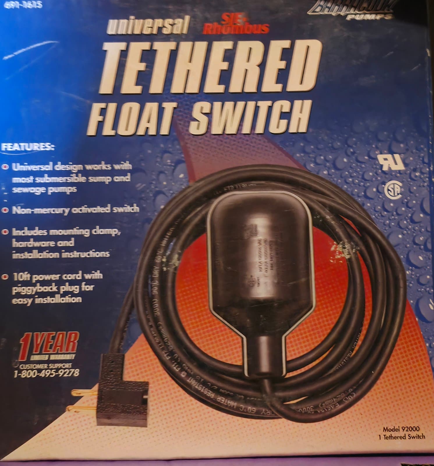 Barracuda Universal Sump & Sewage Pump Tethered Float Switch - Image 1