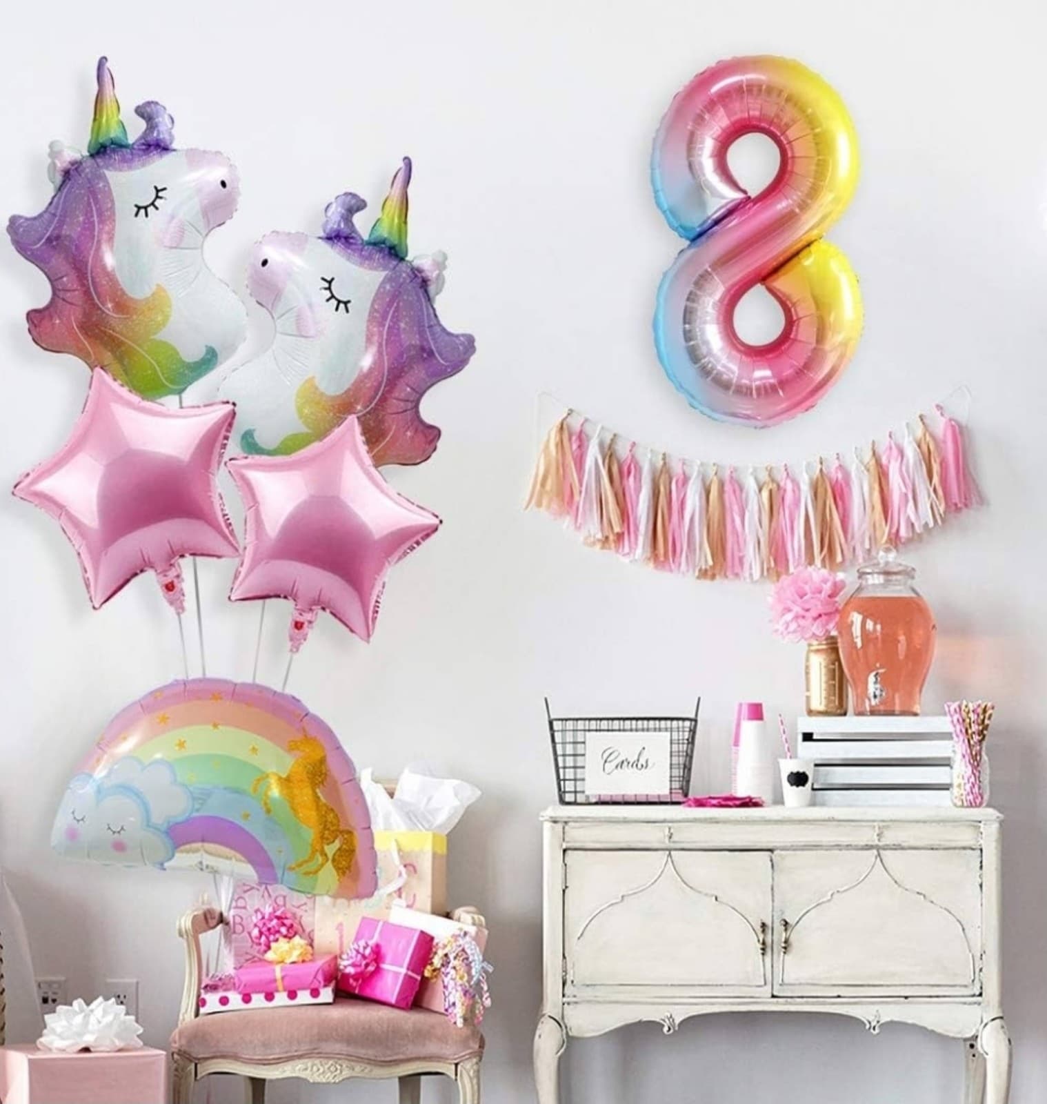 Unicorn 8th Birthday Decorations for Girls– Rainbow Unicorn Balloon Bouquet - Thumbnail 2