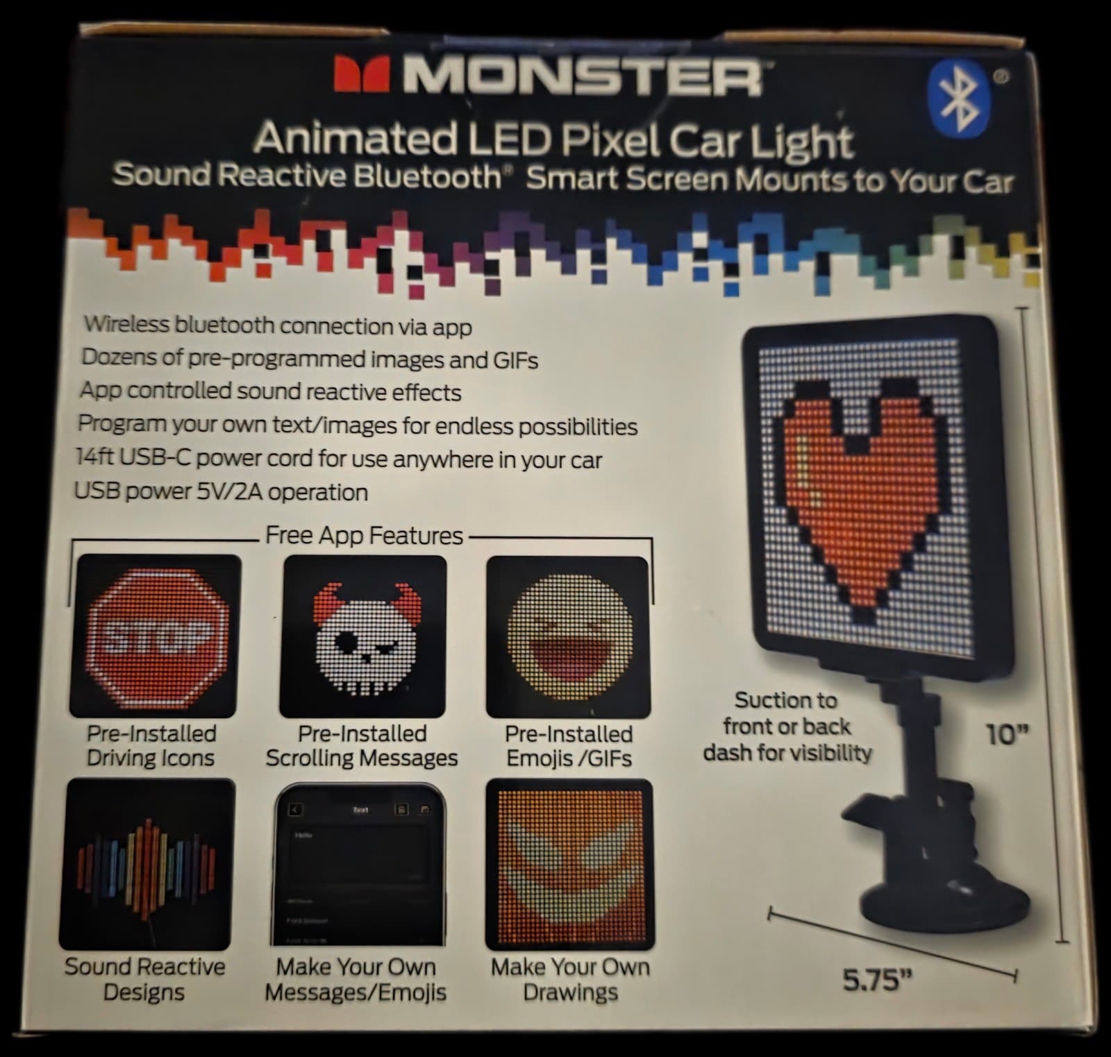 Smart Pixel Display Screen for Cars, App Controlled Custom LED Text Pattern - Thumbnail 2