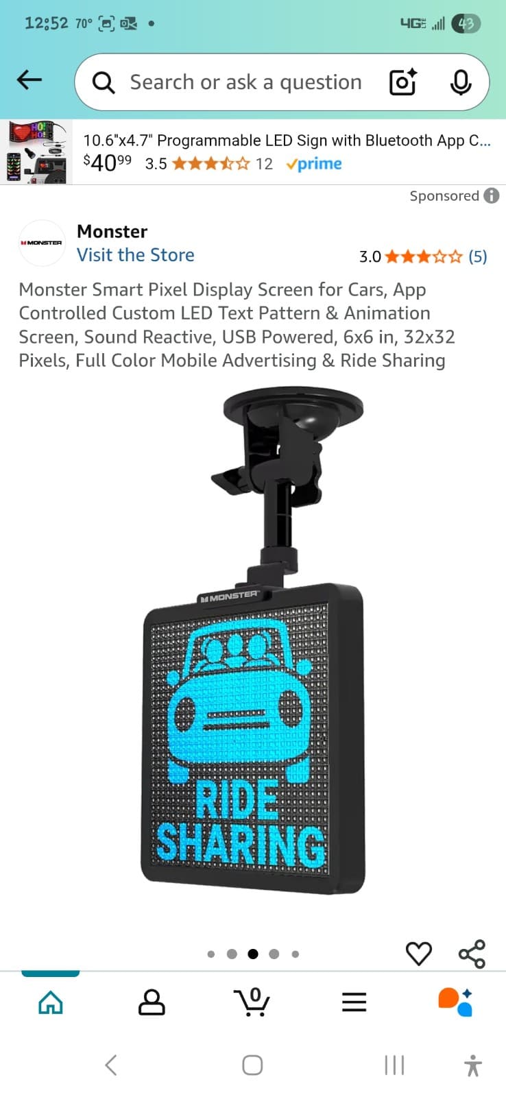 Smart Pixel Display Screen for Cars, App Controlled Custom LED Text Pattern - Thumbnail 4
