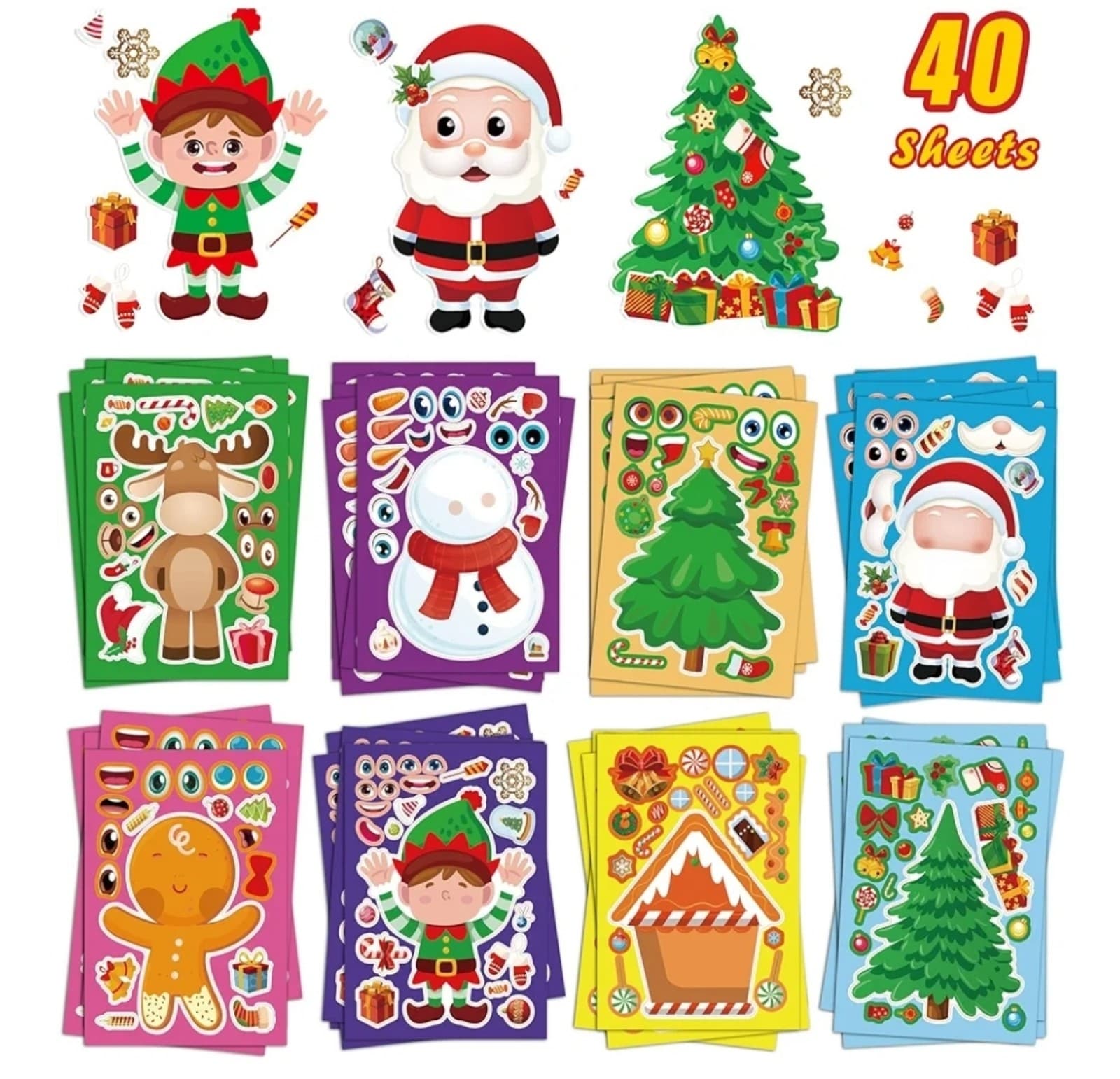 Christmas Stickers for kids,Christmas Party Favors,Christmas Game for Crafts - Image 1