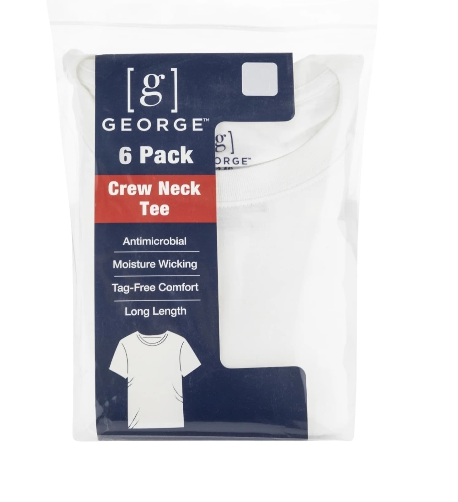 George Men's Crew T-Shirts, 6-Pack sz Small - Thumbnail 2