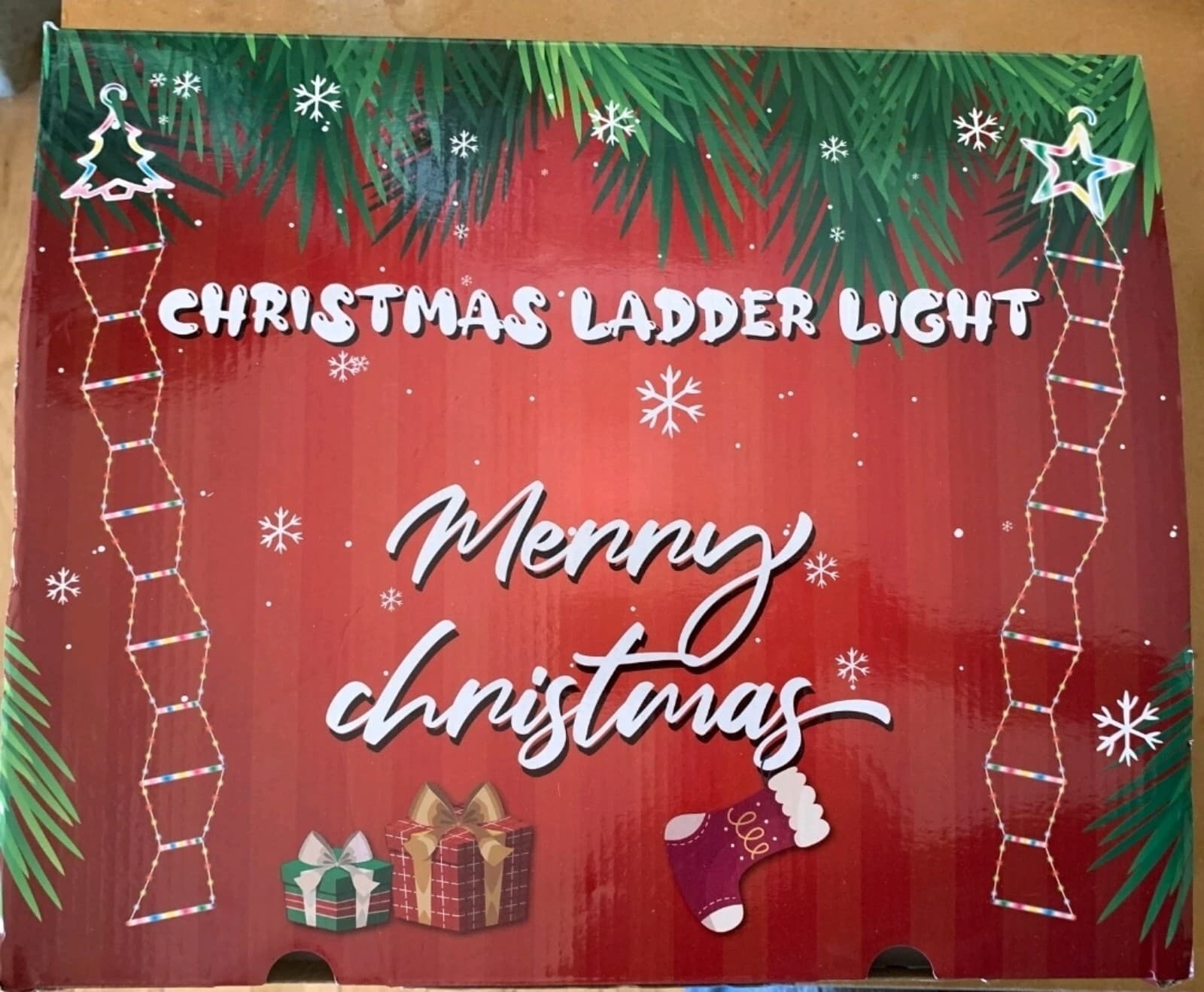 Christmas Santa & Ladder 10ft Multi-Colored Lighted Ladder - Image 1