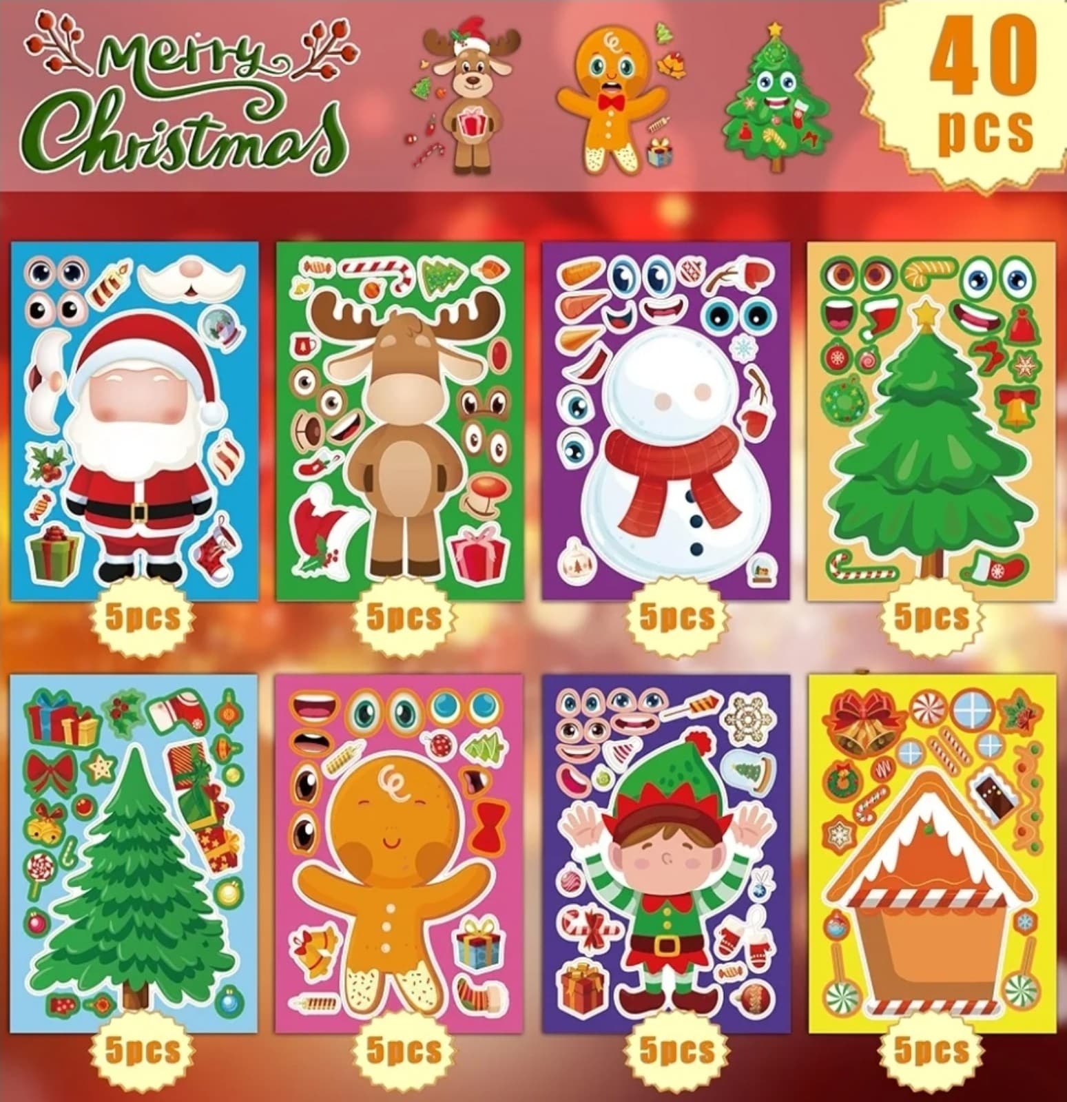 Christmas Stickers for kids,Christmas Party Favors,Christmas Game for Crafts - Thumbnail 2