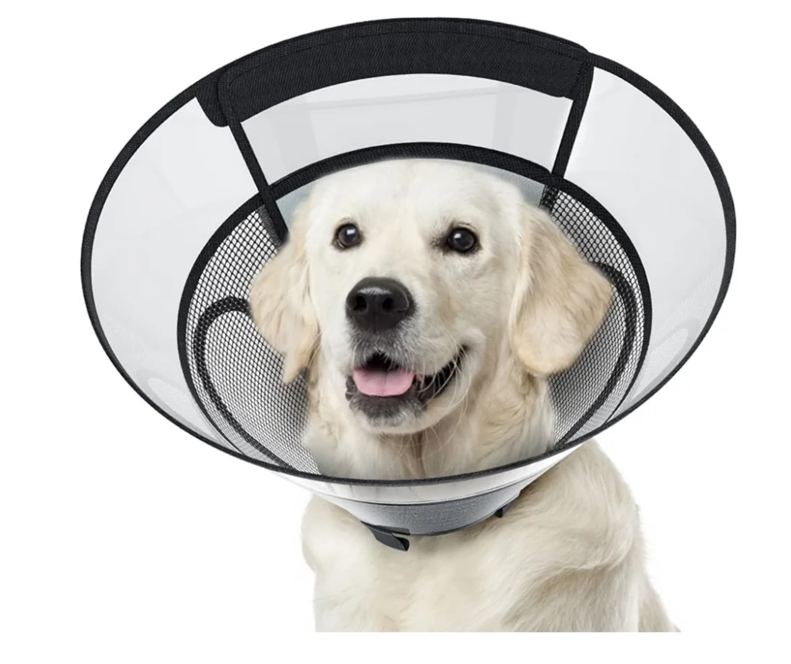 Dog Cone Collar for Large Dogs After Surgery, Mesh PVC Window - Image 1