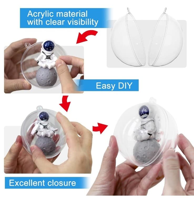 Plastic Clear Plastic Ornaments Balls Fillable Wedding Christmas Balls - Thumbnail 5
