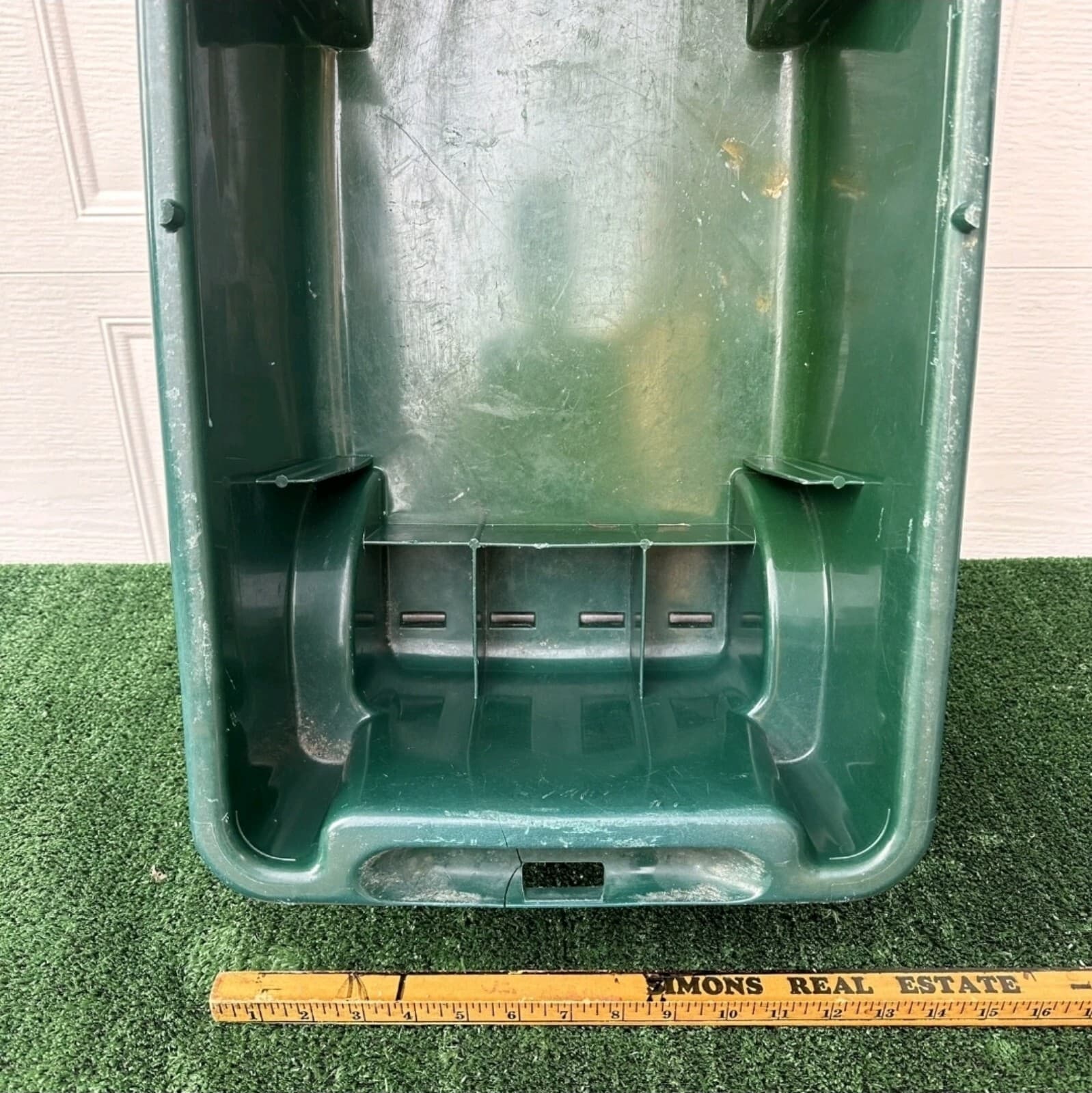 Lawn Buddy Rolling 4 Wheeled Storage Cart w/Flip Up Lid / Seat Green - Thumbnail 4