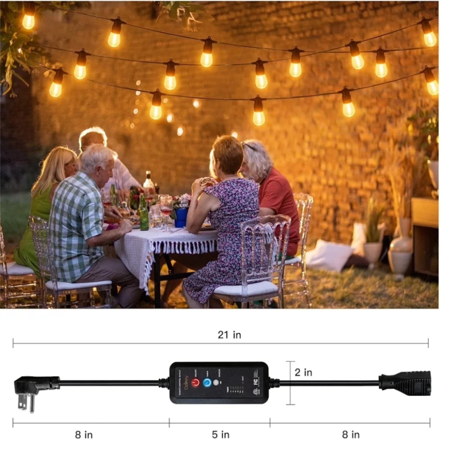Outdoor Timer for Lights with Dusk to Dawn,3-Prong Outlets Power Switch Waterpro - Thumbnail 2