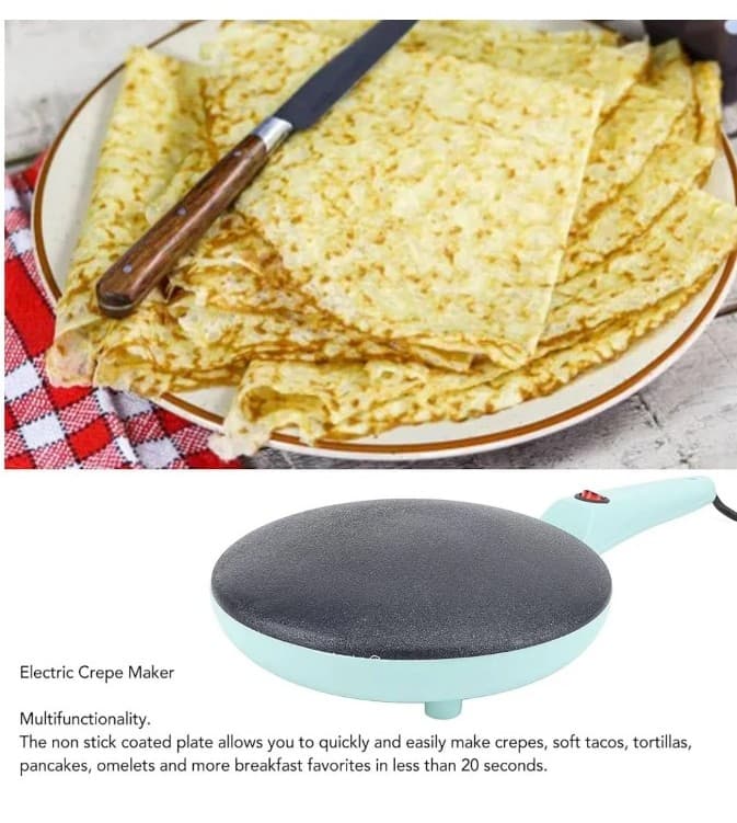 Electric Crepe Maker, 8 Inch Portable Crepe Maker Machine with Long Handle, Auto - Thumbnail 4