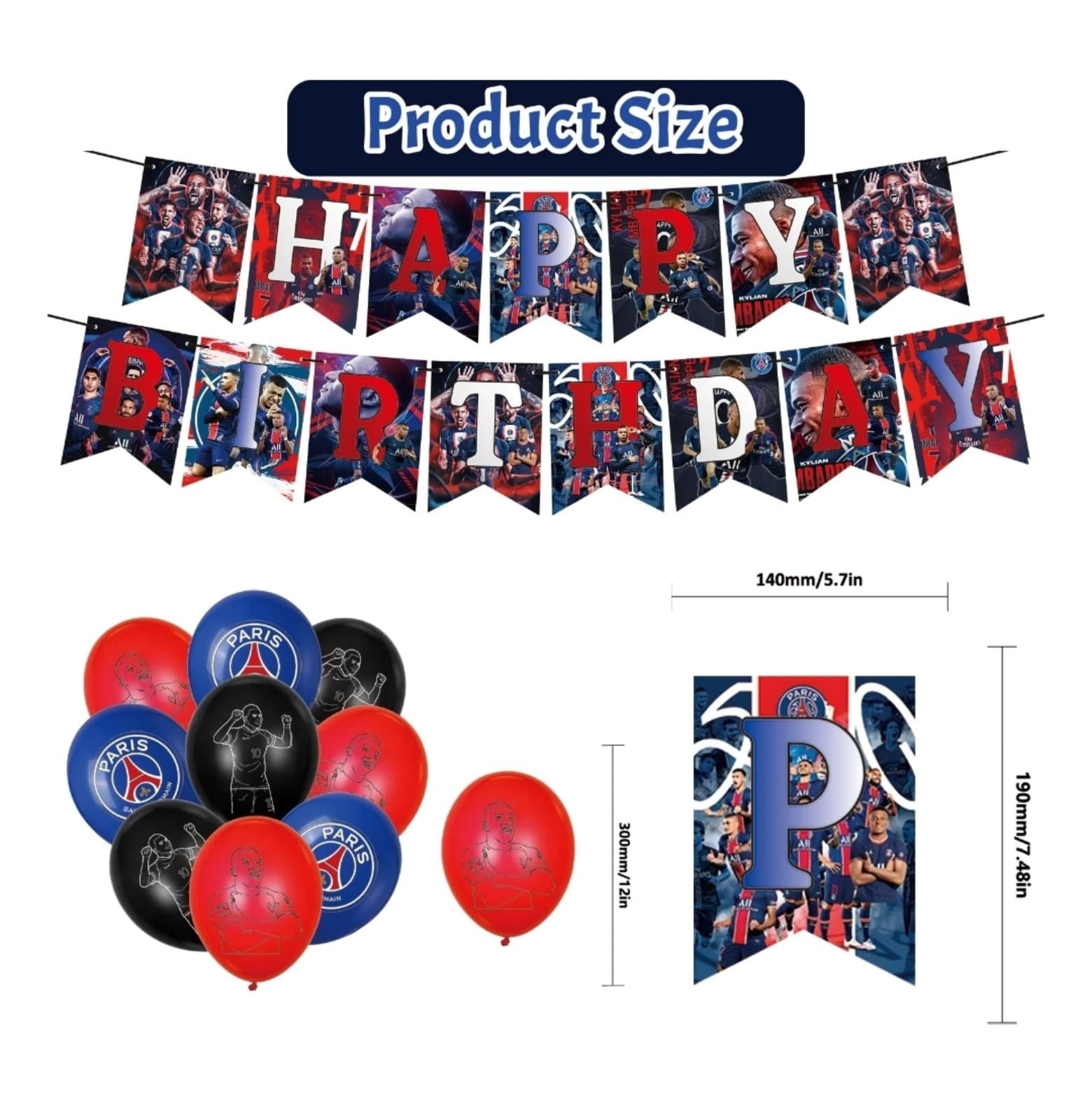 Kylian Soccer Theme Birthday Decorations 82pcs - Thumbnail 2