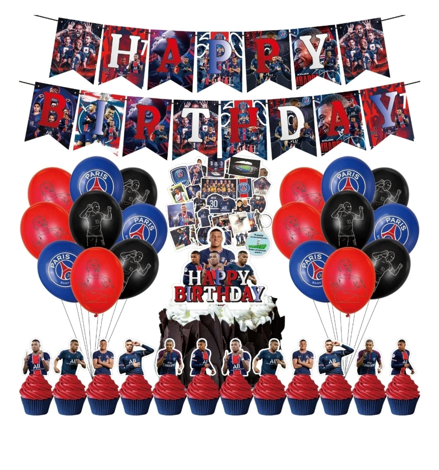 Kylian Soccer Theme Birthday Decorations 82pcs - Image 1