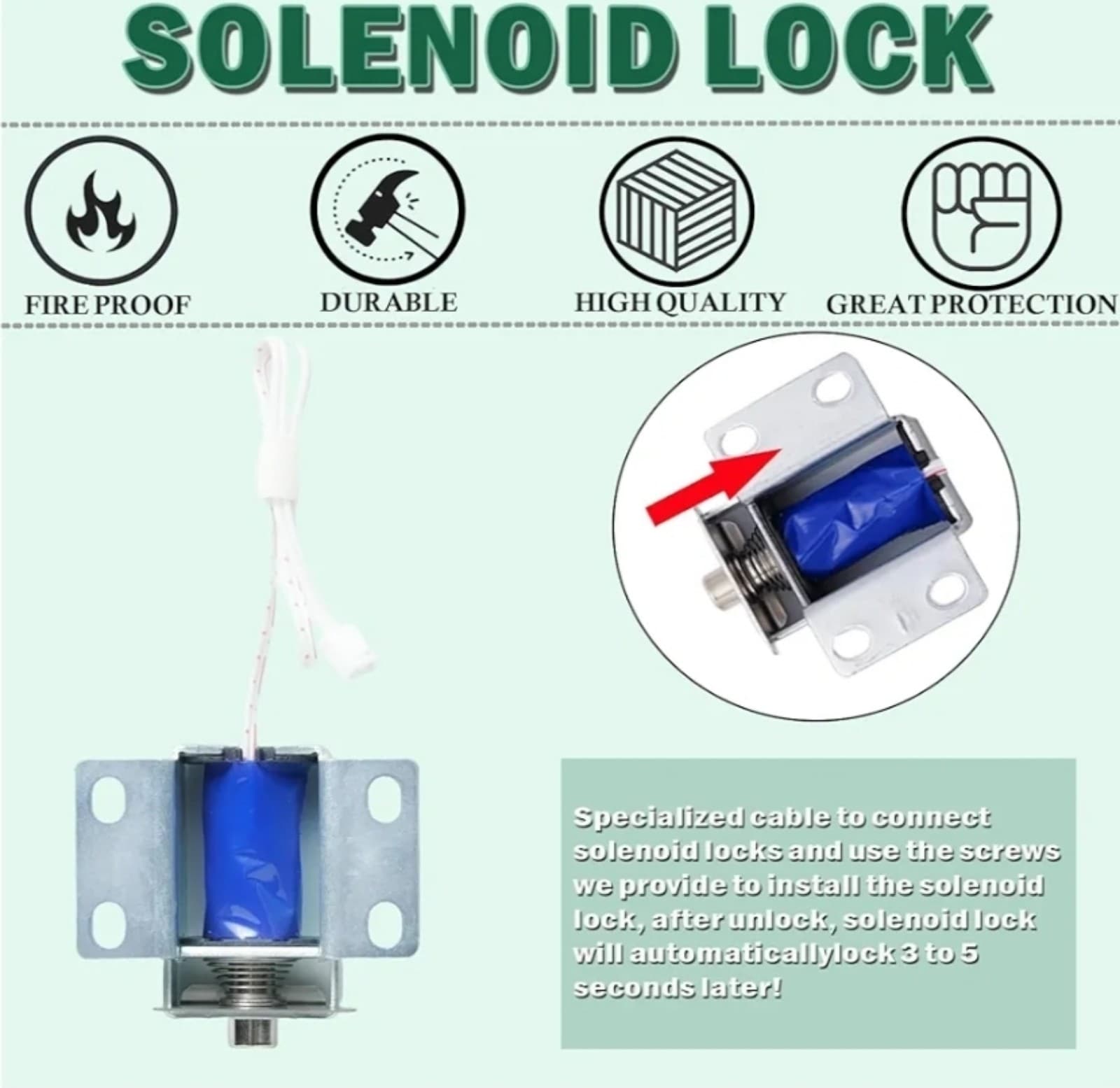 Gun Safe Lock Replacement with Solenoid Lock High Security Chrome Digital Keypad - Thumbnail 6