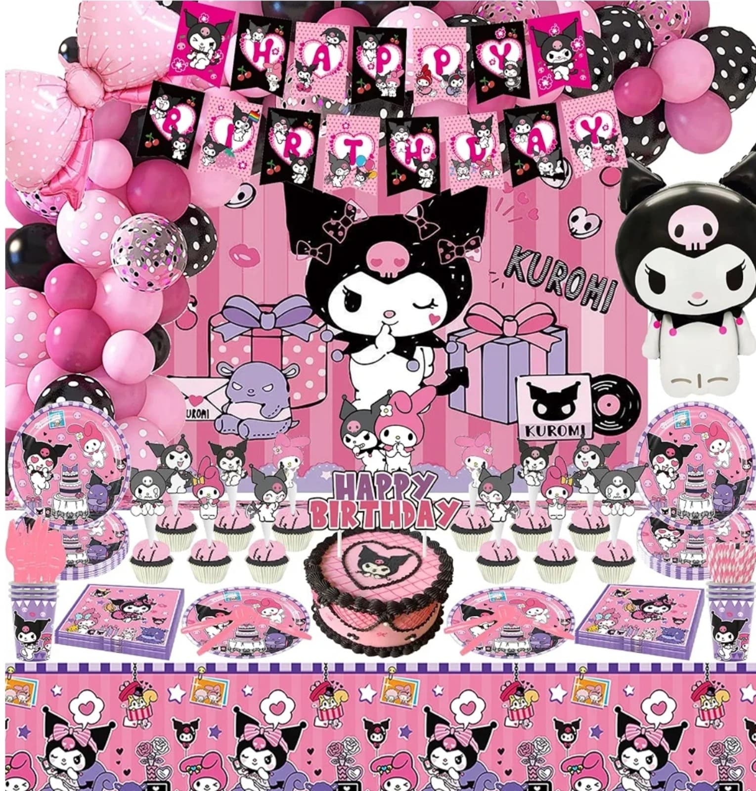 Kuromi Birthday Party Decorations Party Supplies 10Guests - Image 1